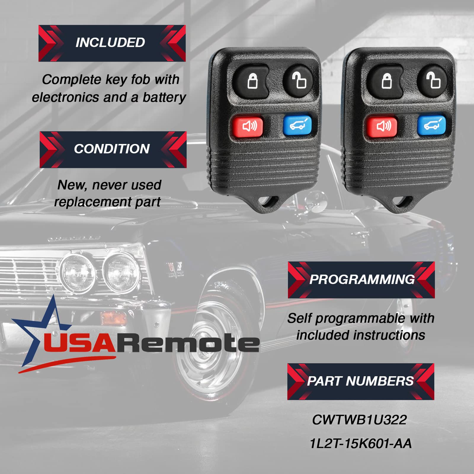 Key Fob Keyless Entry Remote Fits Ford Expedition Explorer / Lincoln Aviator Navigator / Mercury Mountaineer (Cwtwb1U322), Set O