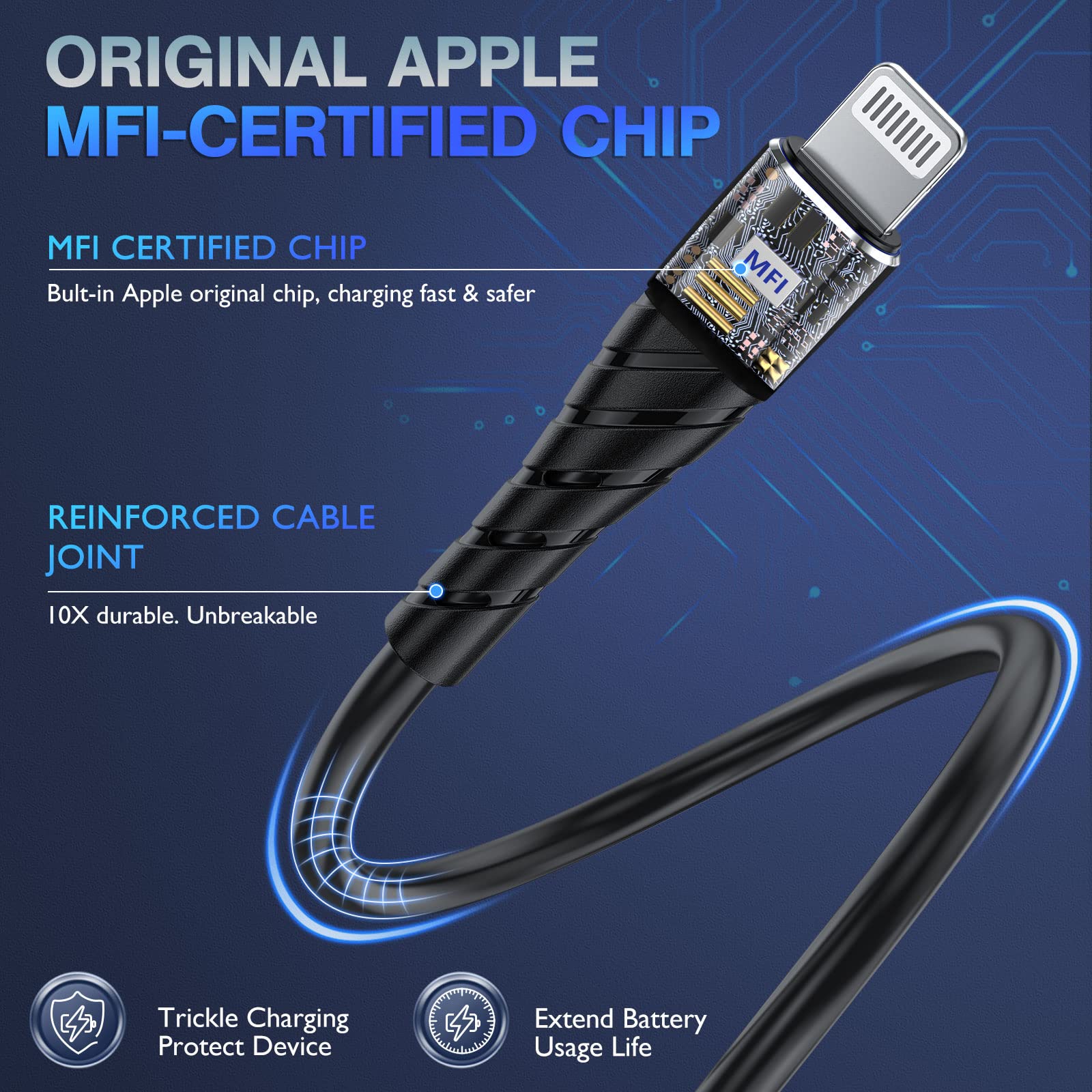 Oiith Compatible With Apple Mfi Certified For Iphone Charger Cable 3 Pack 3 Ft, Lightning Charging Cord, Fast 2.4A For Iphone Us