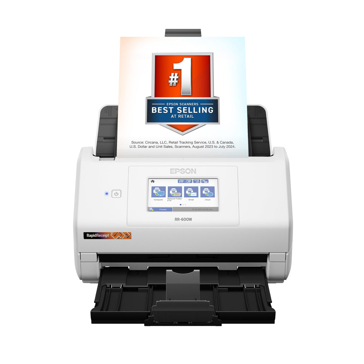 Epson Rapidreceipt Rr 600W Wireless Desktop Color 2 Sided Receipt & Document Scanner With Scansmart Ai Pro Receipt Management &