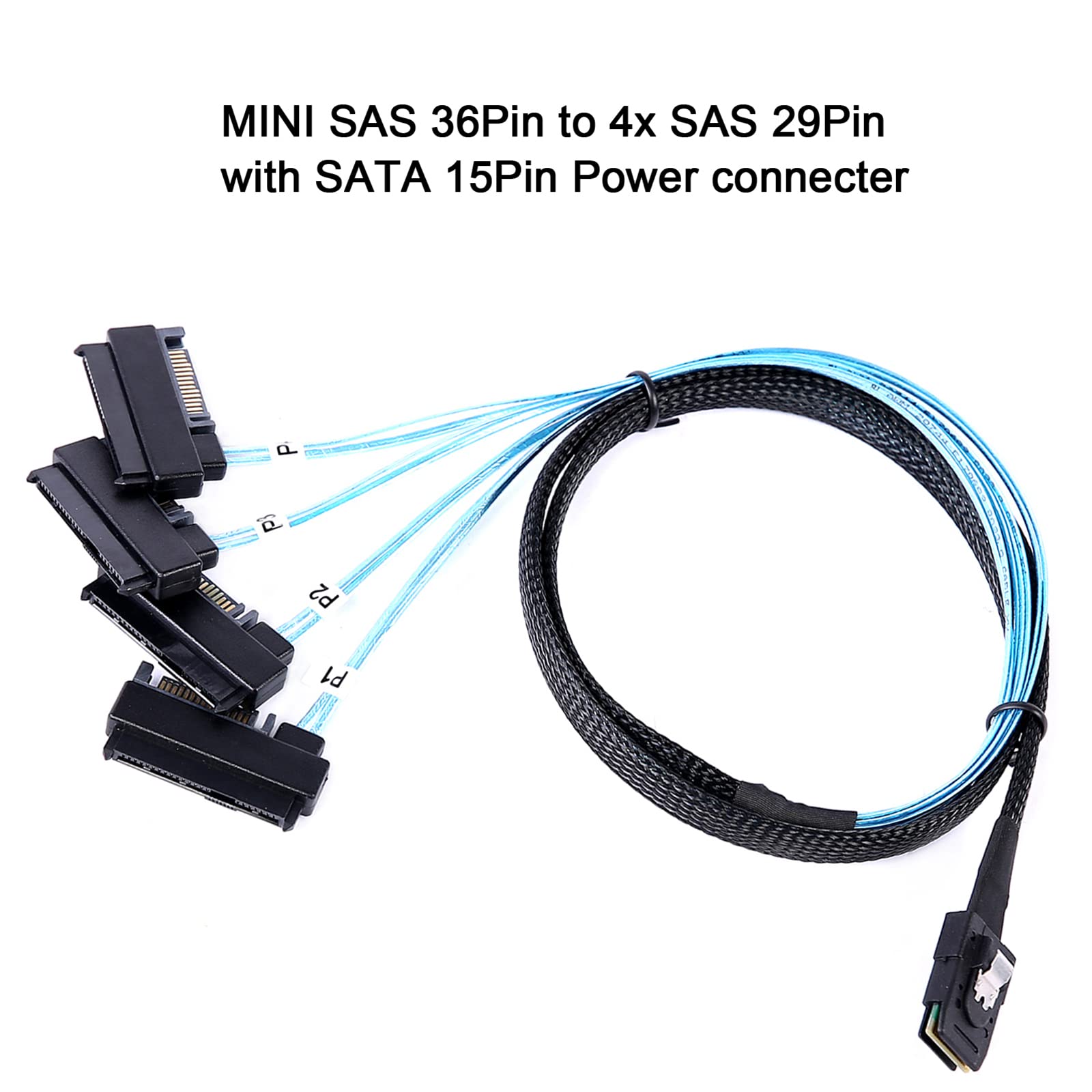 Adcaudx 2Pack Mini Sas To Sas Cable: 1M Sff 8087 To Sas Sff 8087 To 4 Sff 8482 Sas With Sata Power Adapter Cable (3.3Ft)