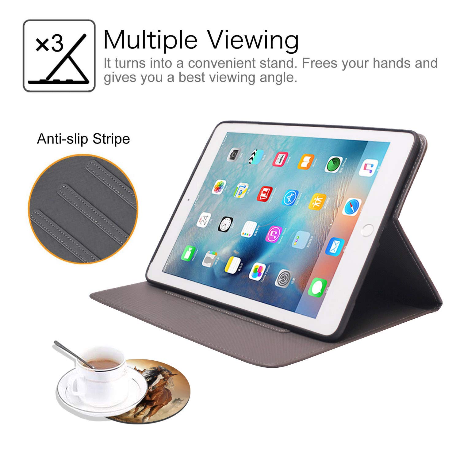 Loworo For Ipad Mini 5/Mini 4 Case, Ipad Mini 1/2/3 Case, Adjustable Folio Smart Cover Stand Shockproof Tpu Case With Auto Sleep