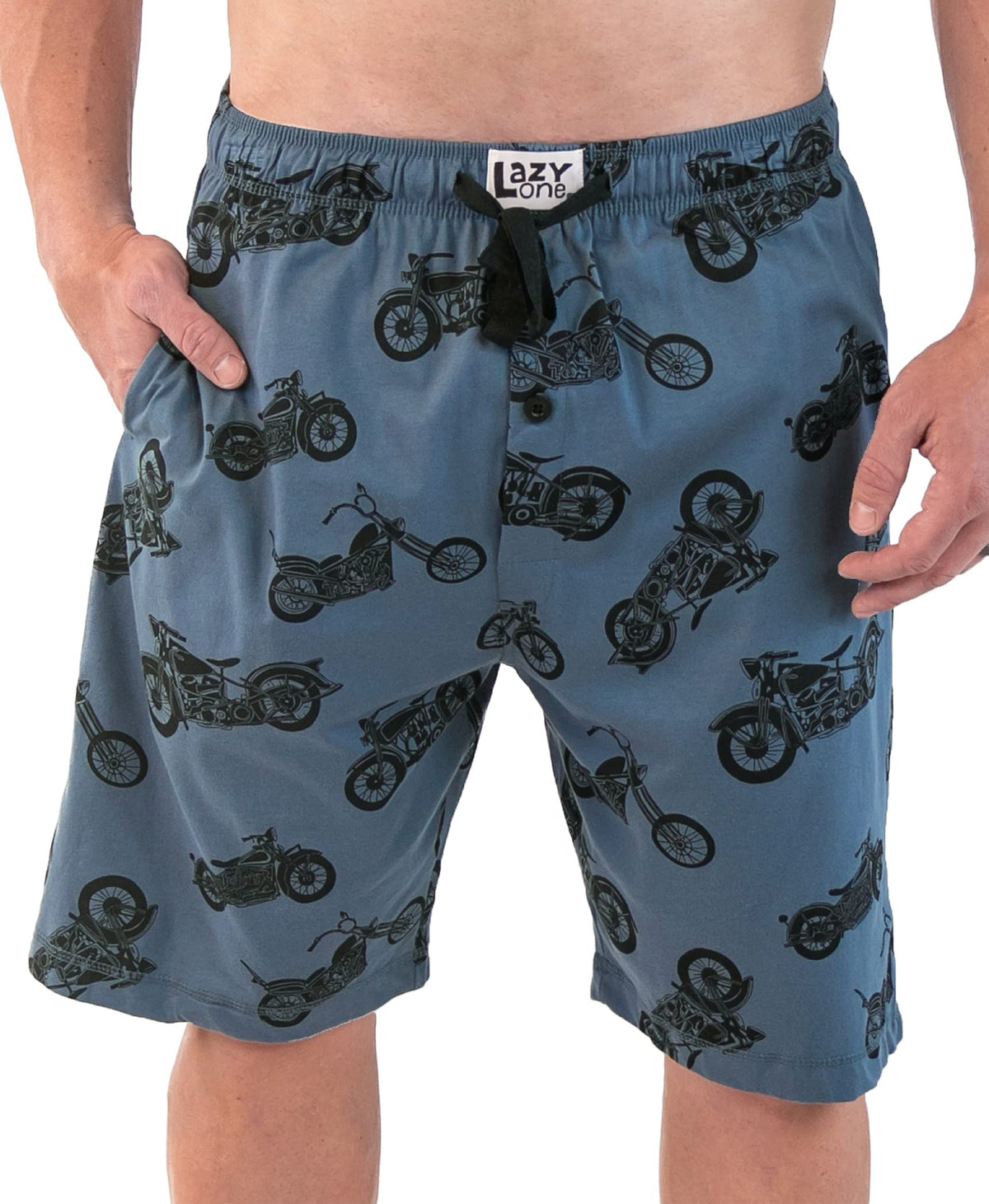 Lazy One Pajama Shorts For Men, Mens Pajama Bottoms, Sleepwear (Motorcycle, Small)