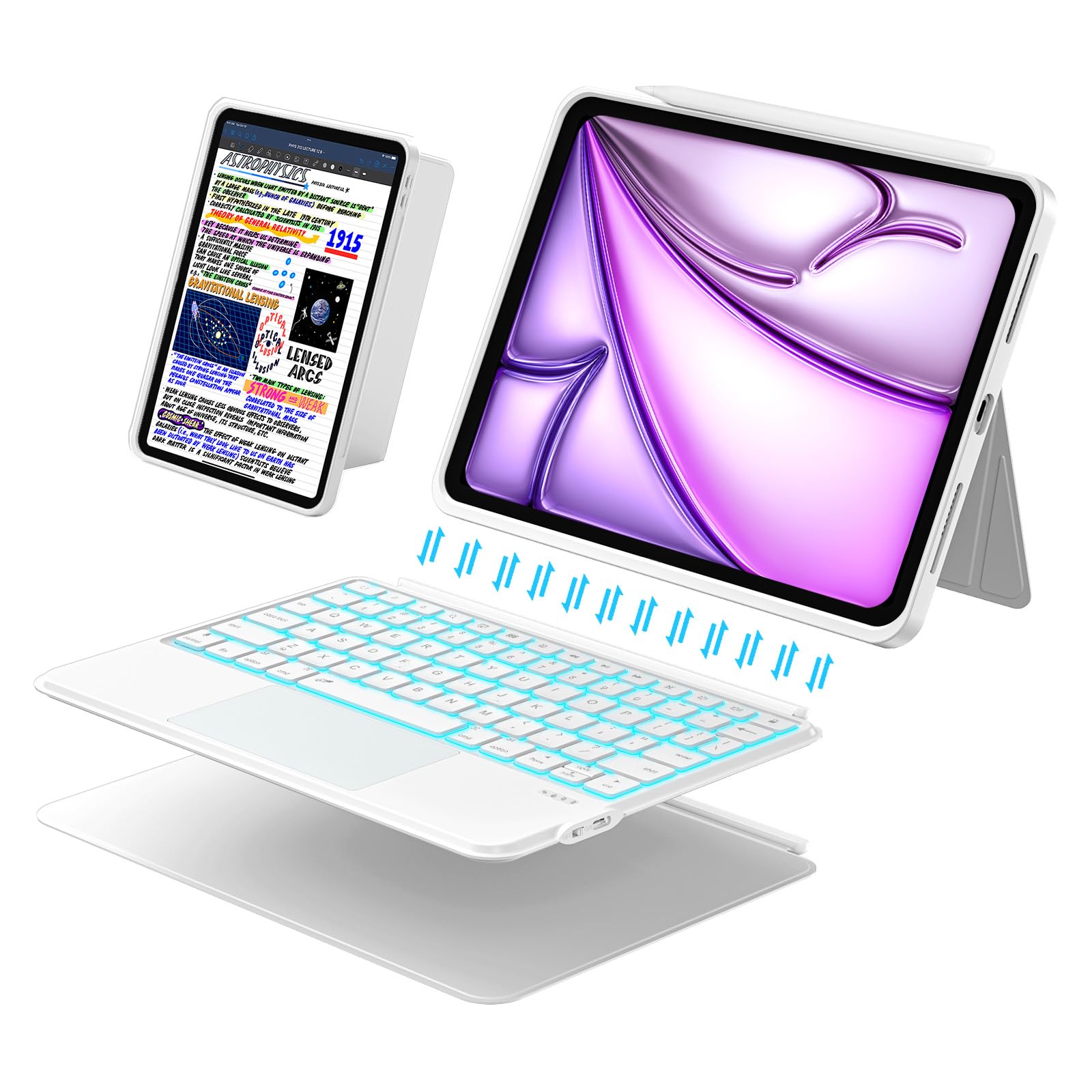 DANCESOUL iPad Air 13 inch Case Keyboard (M4/M3/M2, 2026/2025/2024), Keyboard for Pro 12.9 6/5/4/3rd Gen, Magnetic Detachable, T