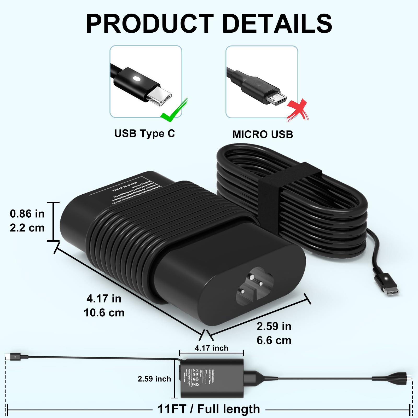 Vvox347 65W Usb C Laptop Charger   For Dell/Lenovo/Hp Laptop Charger Usb C Type C Chromebook,Universal Computer Ac Power Adapter
