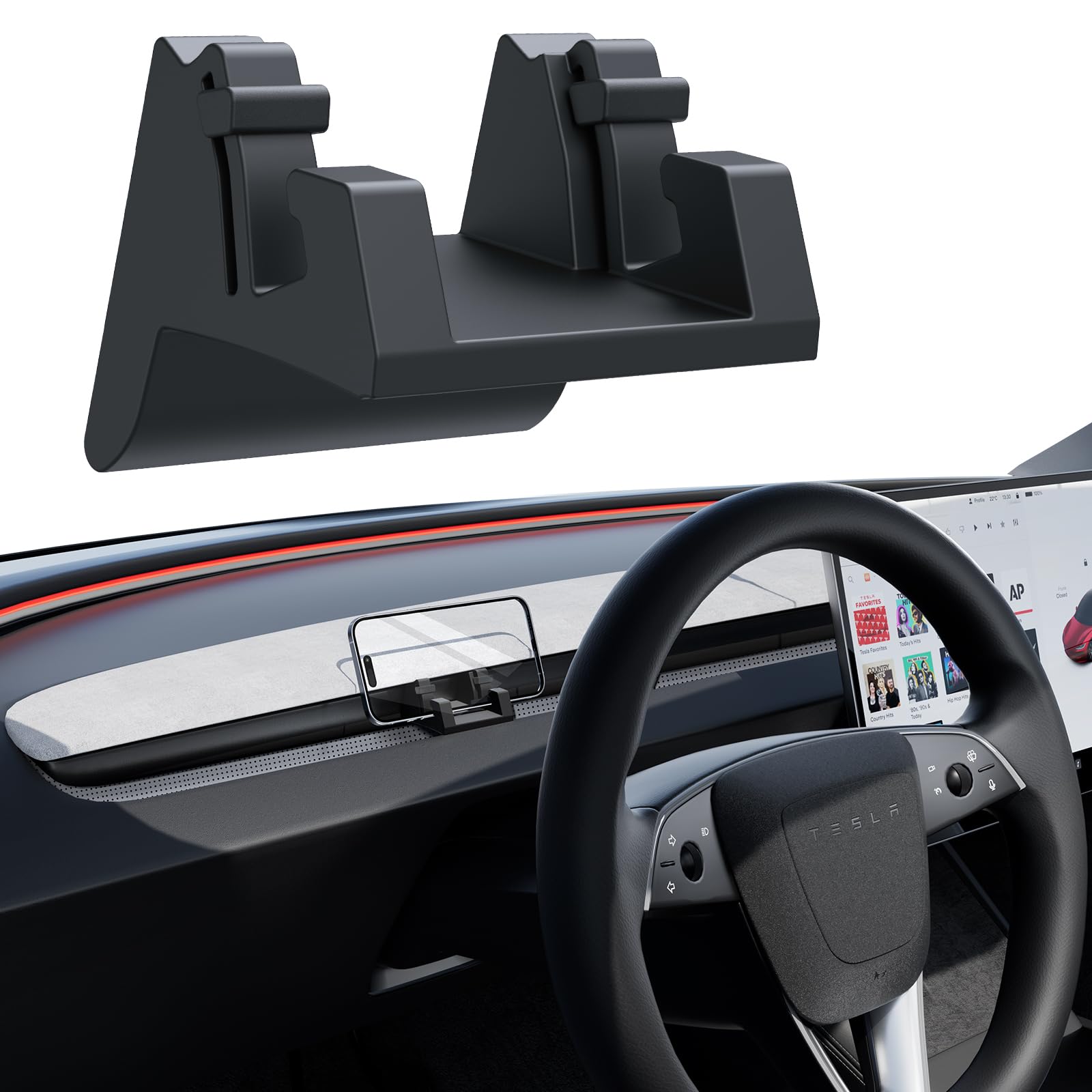 Yonzee Silicone Phone Mount For Tesla Model 3 Accessories 2025 2024,Model Y 2025 - Also Functions As A Vent Hook And Glasses Hol