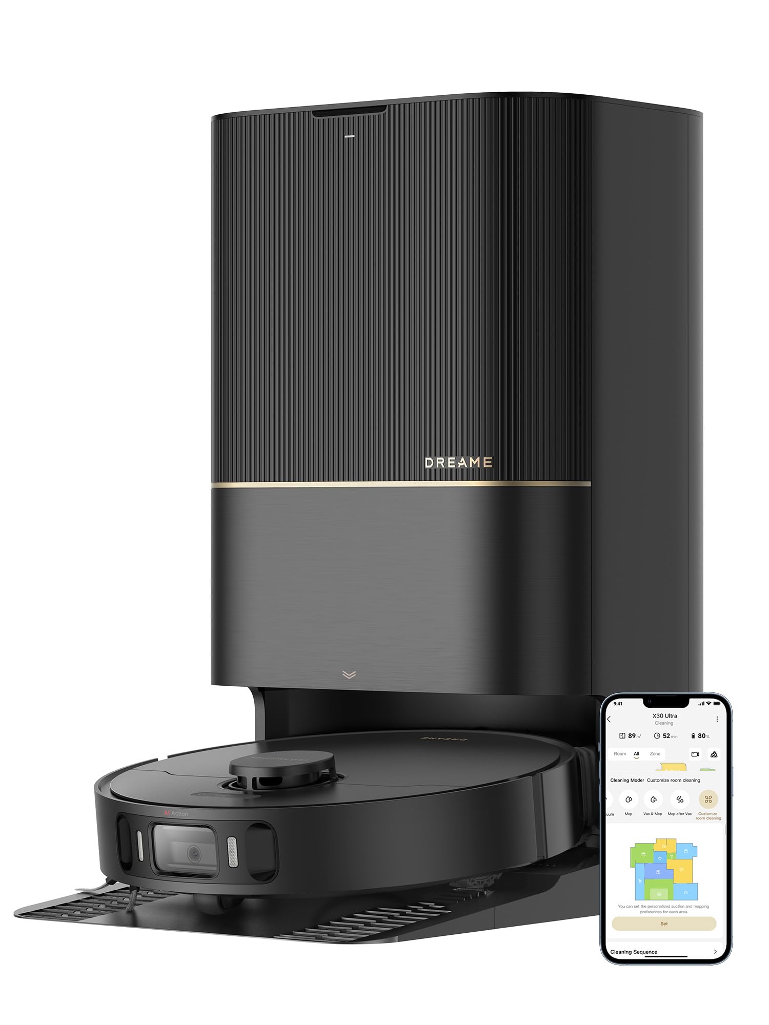 Dreame X30 Ultra Robot Vacuum And Mop Combo, 8300Pa Suction, Mop Extend And Mop Self Cleaning With 140F Water, Removable & Lifta