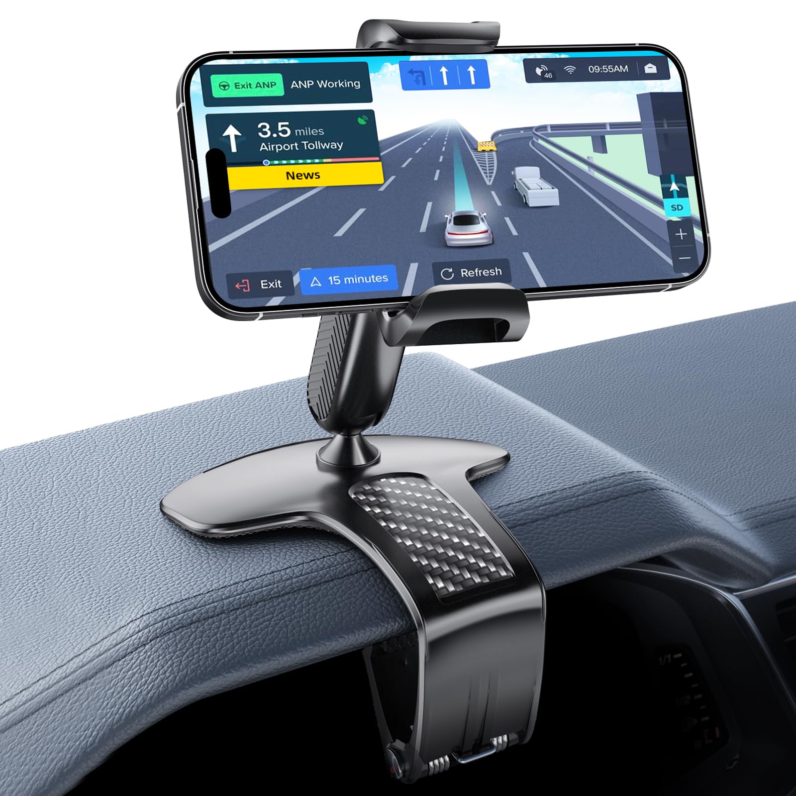 Universal 360 Dashboard Cell Phone Holder, Upgrade Clip Car Phone Holder Mount for Dashboard 360 Degree Rotation Dash Board Phon