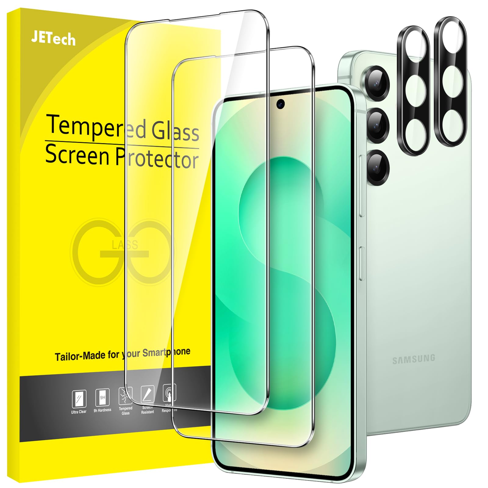 JETech Screen Protector for Samsung Galaxy S25+ / S25 Plus 5G with Camera Lens Protector, Tempered Glass Film, Fingerprint ID Co