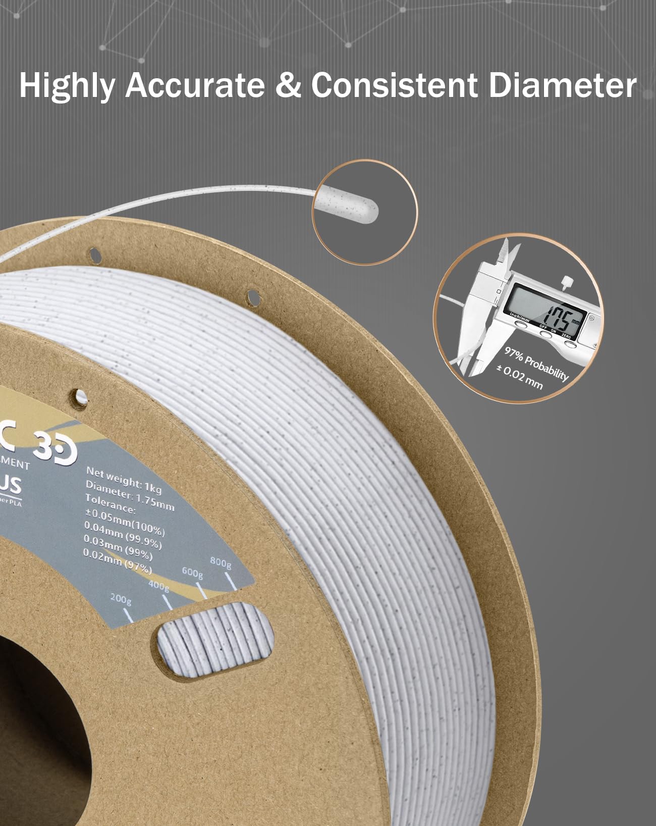 Duramic 3D Pla+ Filament 1.75Mm 2Kg Marble, Pla Plus 3D Printer Filament 2 Pack 1Kg Spool(2.2Lbs) Pla Pro Tougher And Stronger,