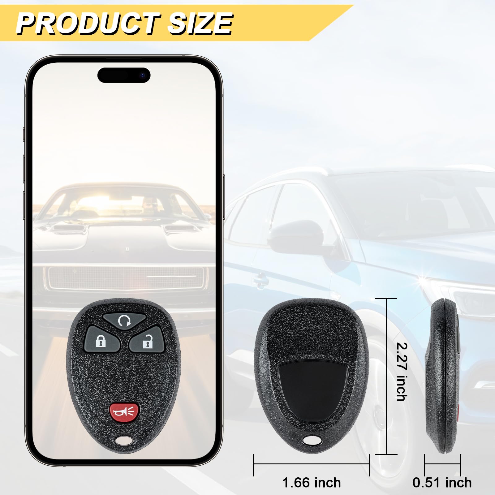 Vurkcy Key Fob Replacement For 2006-2010 Chevy Hhr/ 05-08 Uplander/ 05-07 Buick Terraza & Saturn Relay/ 05-06 Montana Car Keyles