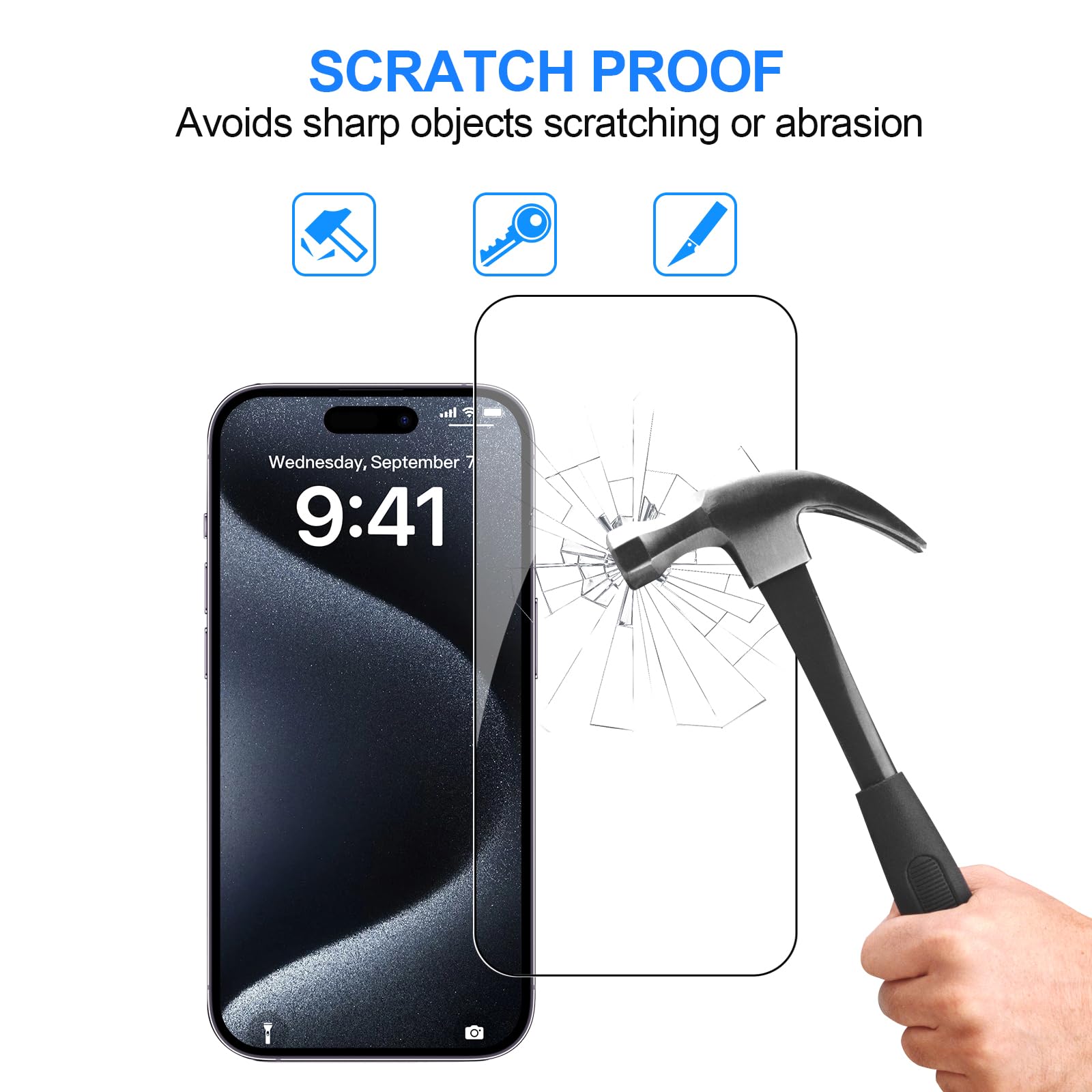 Avoar [3+3 Pack Glass Screen Protector For Iphone 15 Pro Max With Camera Lens Protector, 6.7 Inch Hd Clear Tempered Glass Film F