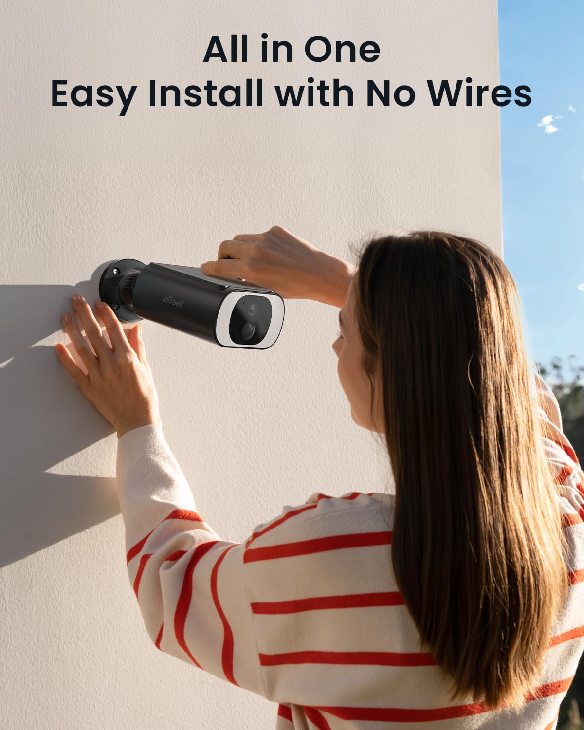 Iegeek S1 Solar Security Cameras Wireless Outdoor, 2K Wifi Battery Powered Home Surveillance Camera With Embedded Solar Panel, A