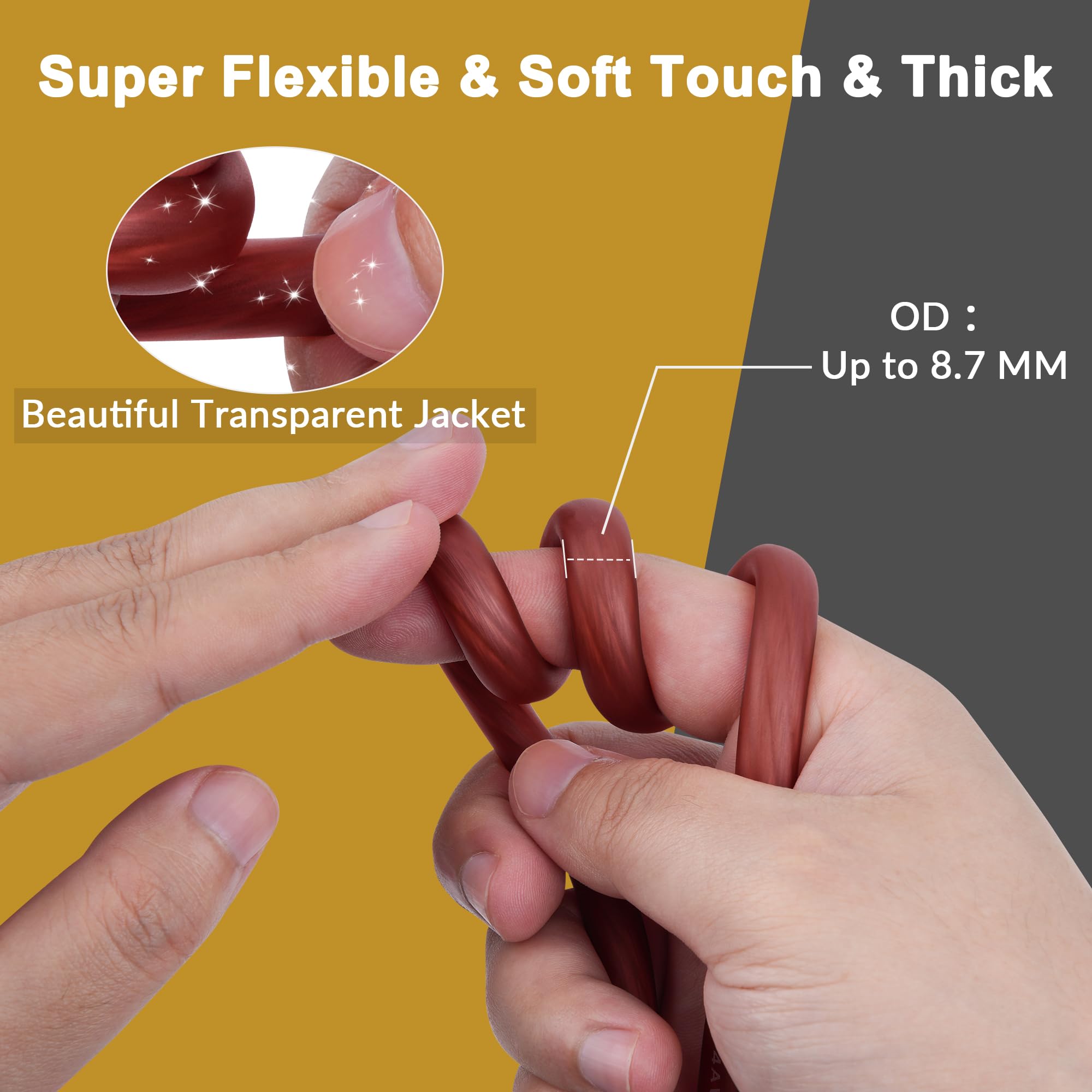 Hifind 4 Gauge 4 Awg 25 Ft Brown Power/Ground Wire Cable, True Spec Transparent Flexible Soft Touch Welding Battery Cable For Ca