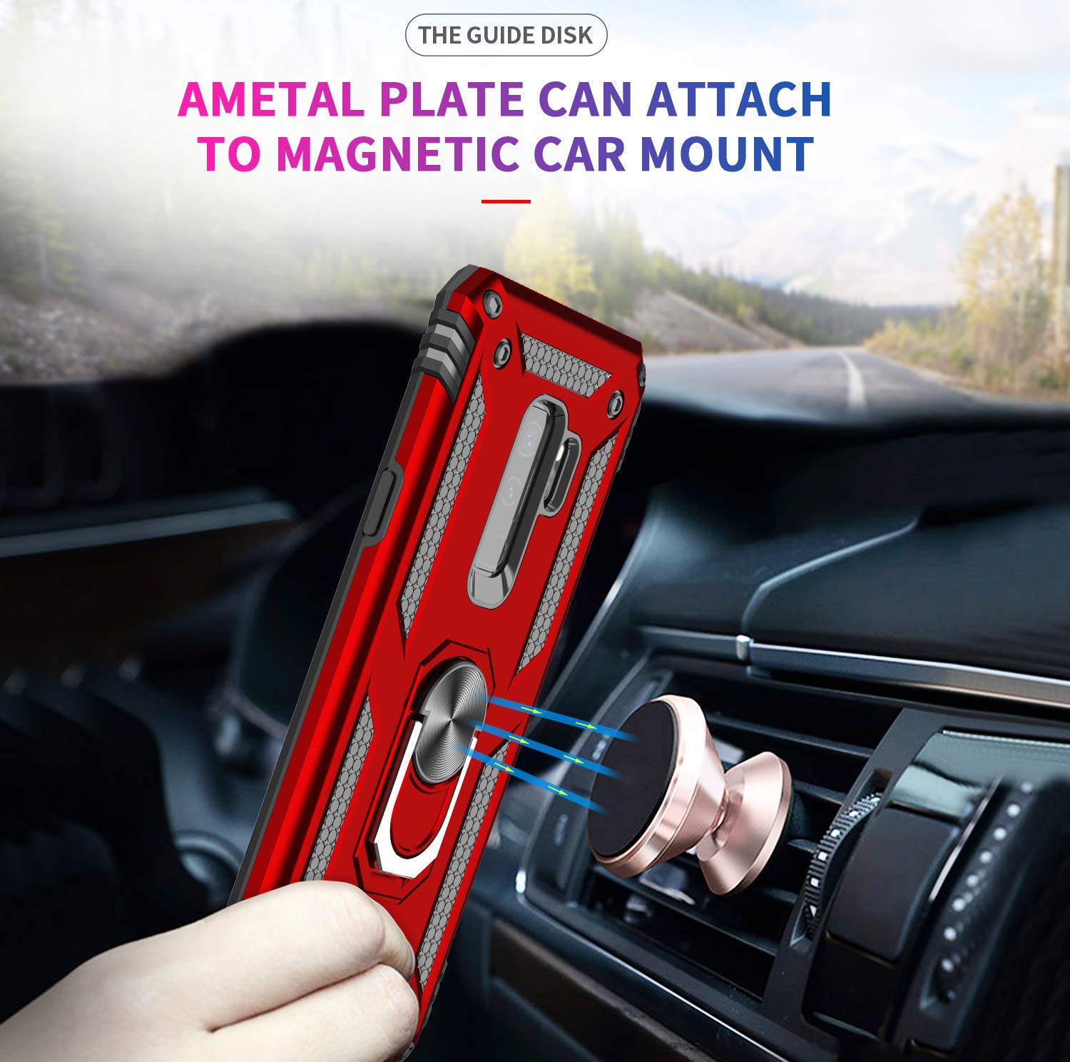 Leyi Compatible With S9 Plus Case, Samsung Galaxy S9 Plus Case With [2 Pack] 3D Curved Screen Protector, [Military Grade] Magnet