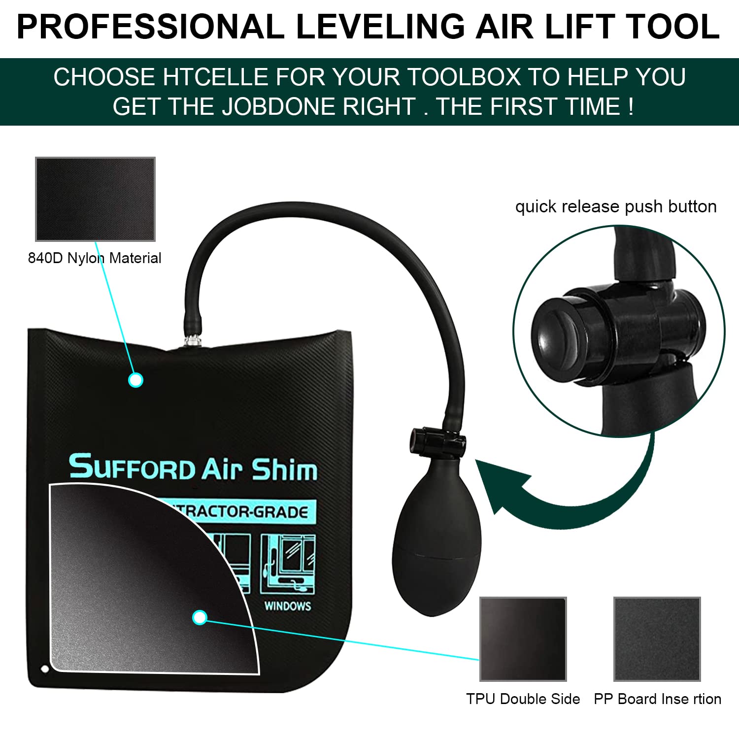 Dinana Air Wedge Bag, 3 Pack Commercial Grade Air Wedge Bag Pump Professional Leveling Kit & Alignment Tool For Cabinet, Applian