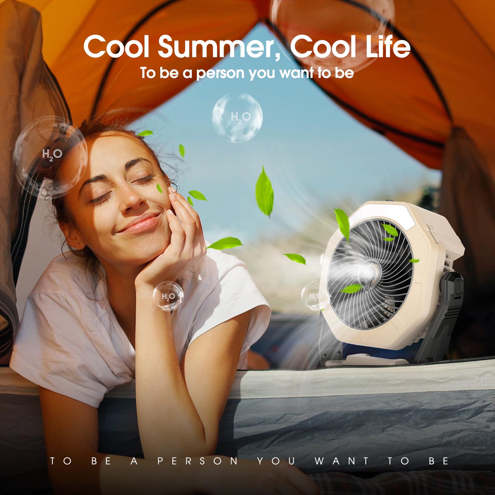 Ausic Portable Misting Fan, 10000Mah Usb Rechargeable Battery Powered Fan With Mister, 8 Inch Cooling Mist Fan With 250Ml Water