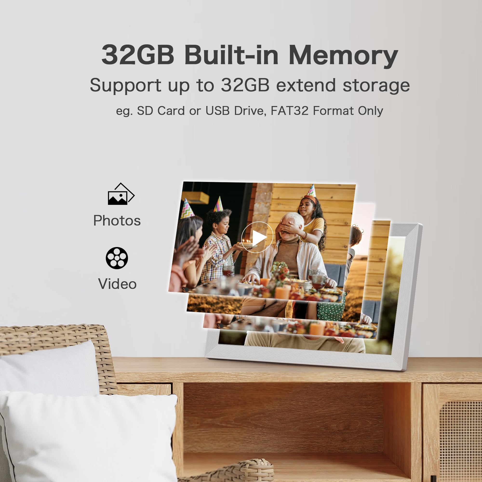 Digital Picture Frame Wifi, 15.6 Inch Frameo Digital Photo Frame, 32Gb Memory, 1920*1080 Ips Hd Touch Screen, Auto Rotate, Share