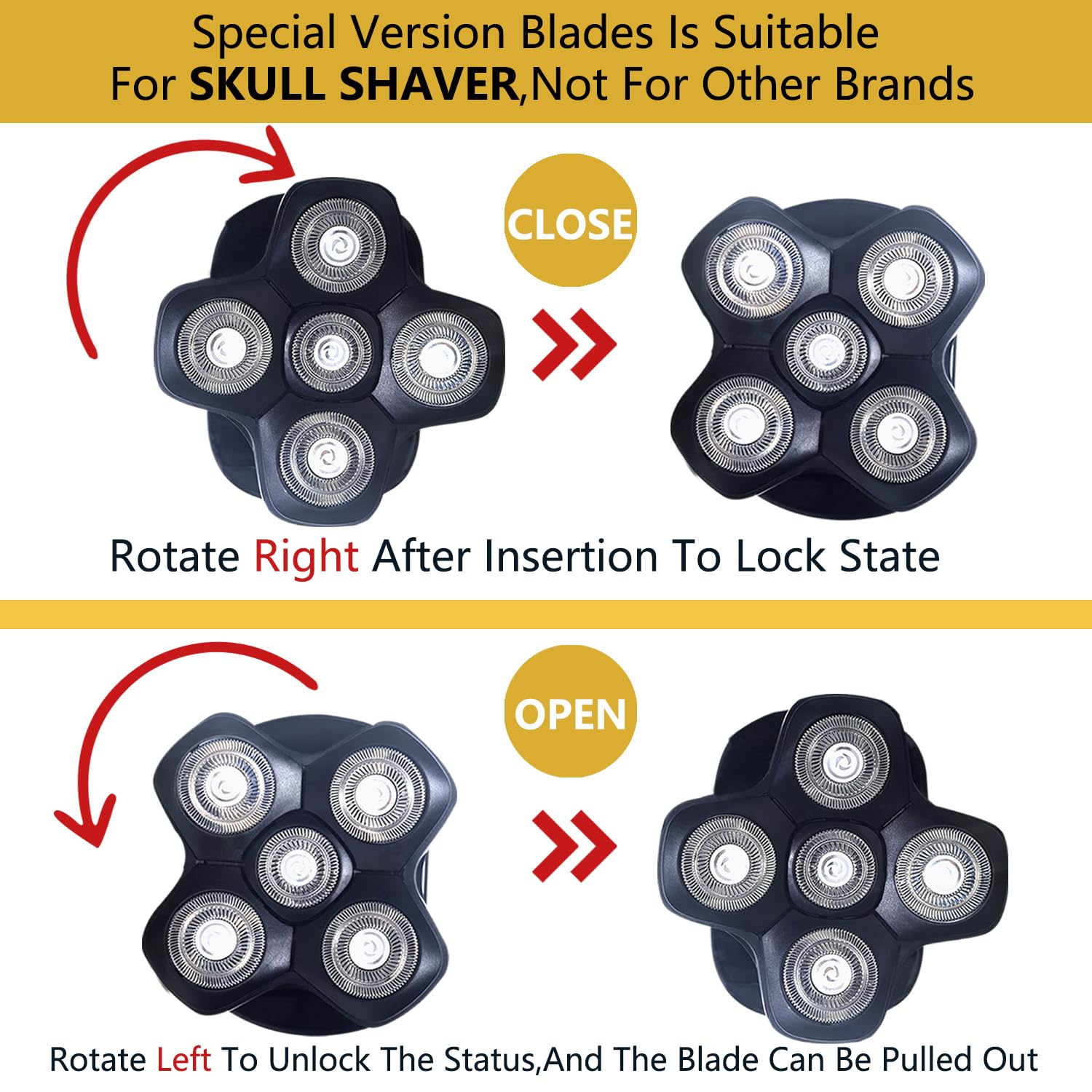 New Upgrade Head Shaver Replacement Heads For Skull Shaver Pitbull Platinum Pro Butterfly Kiss, And Palm Hypo Allergenic Electri