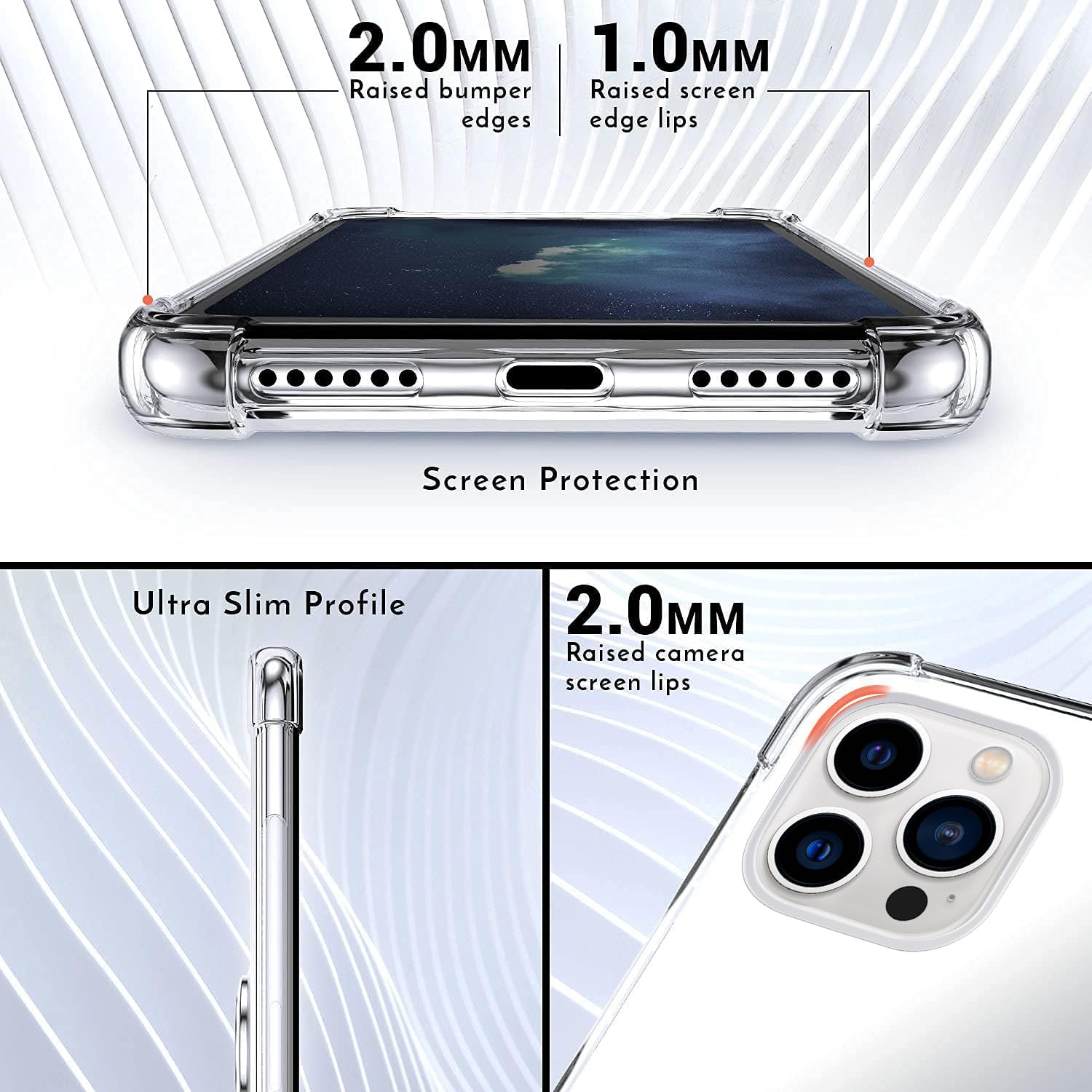 Shields Up iPhone 14 Pro Minimalist Wallet Case with Card Holder Slim TPU Shockproof Cover Clear 6.1 inch