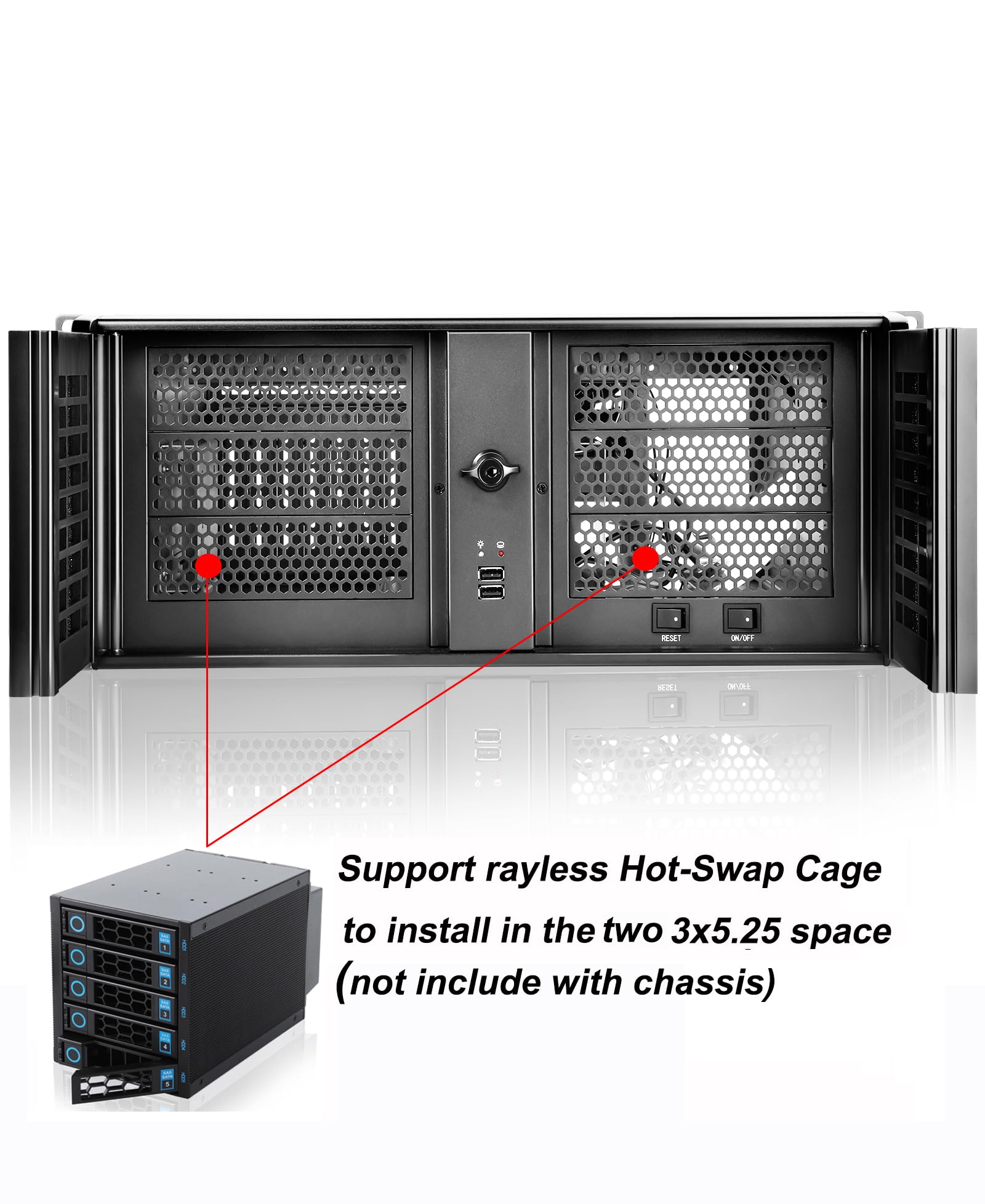4U Rackmount Server Chassis With 6 X 5.25 Front Bays + 1 X 3.5 + 4 X 2.5 Bays
