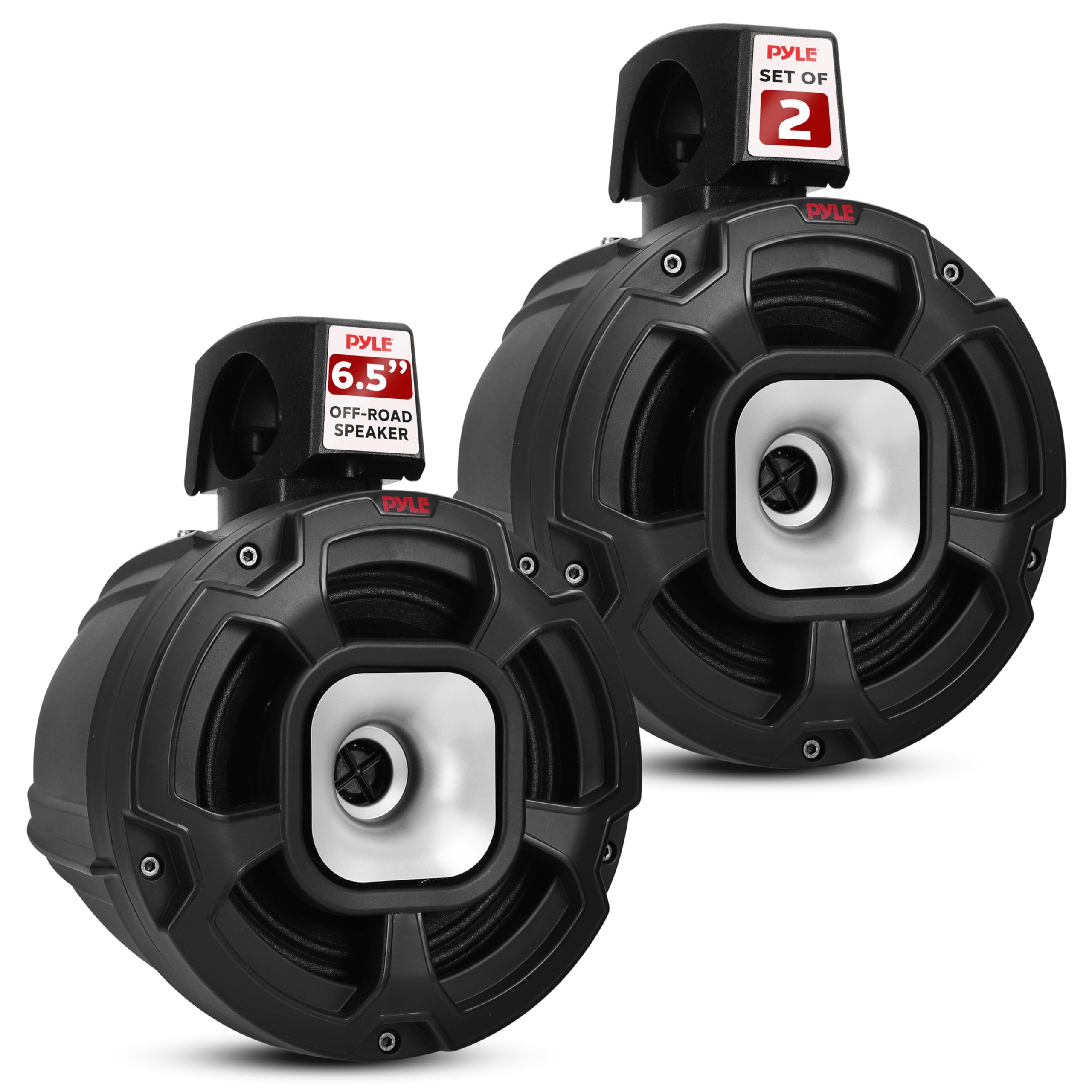 Pyle Waterproof Speakers Setup, 6.5 Outdoor Speaker Pair with 1300 W Power, UTV Sound for Off-Road Use, Marine Setup for Boats,