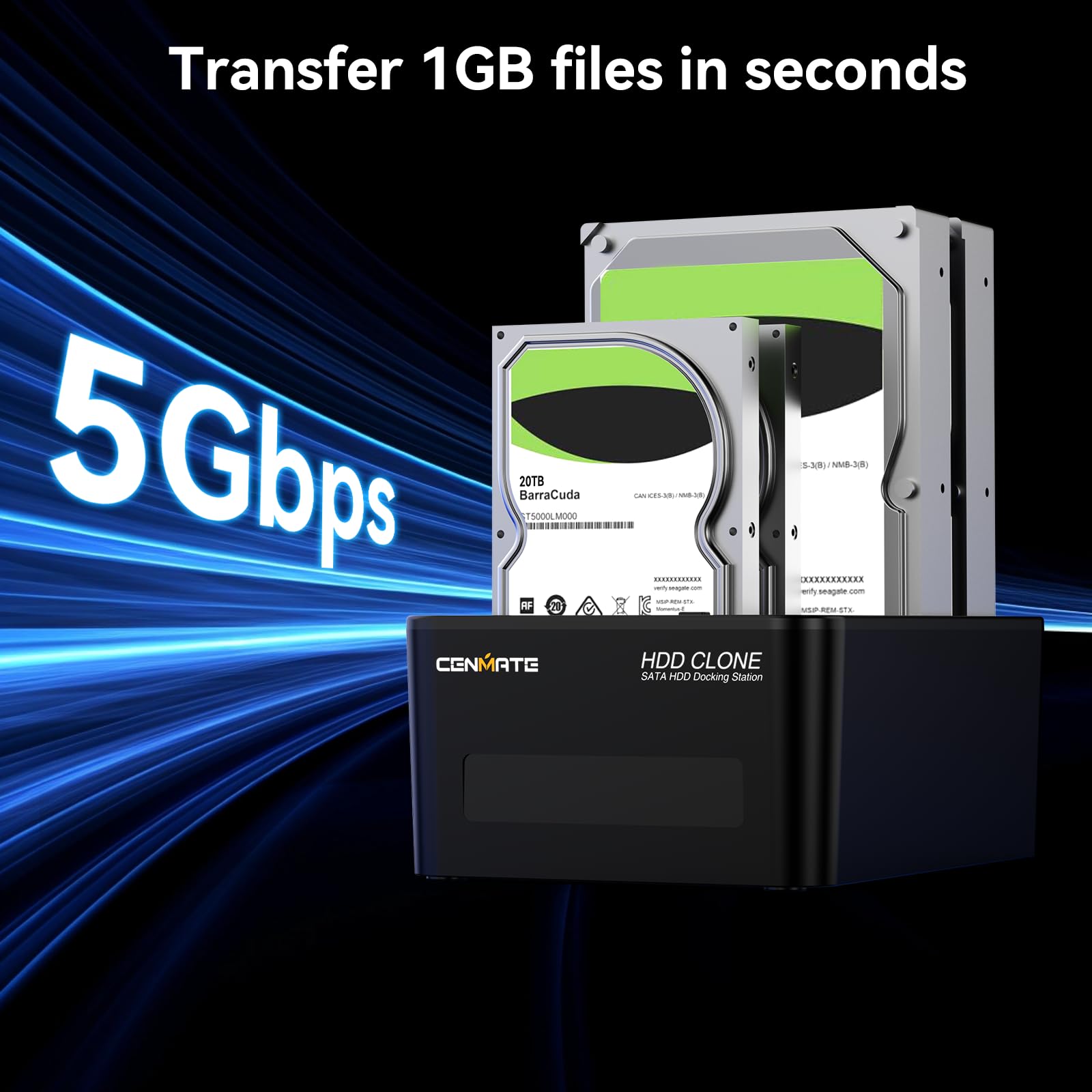 Cenmate 4 Bay Hard Drive Docking Station With Offline Clone, Usb 3.0 To Sata I/Ii/Iii Hard Drive Reader For 2.5/3.5 Inch Hdd/Ssd