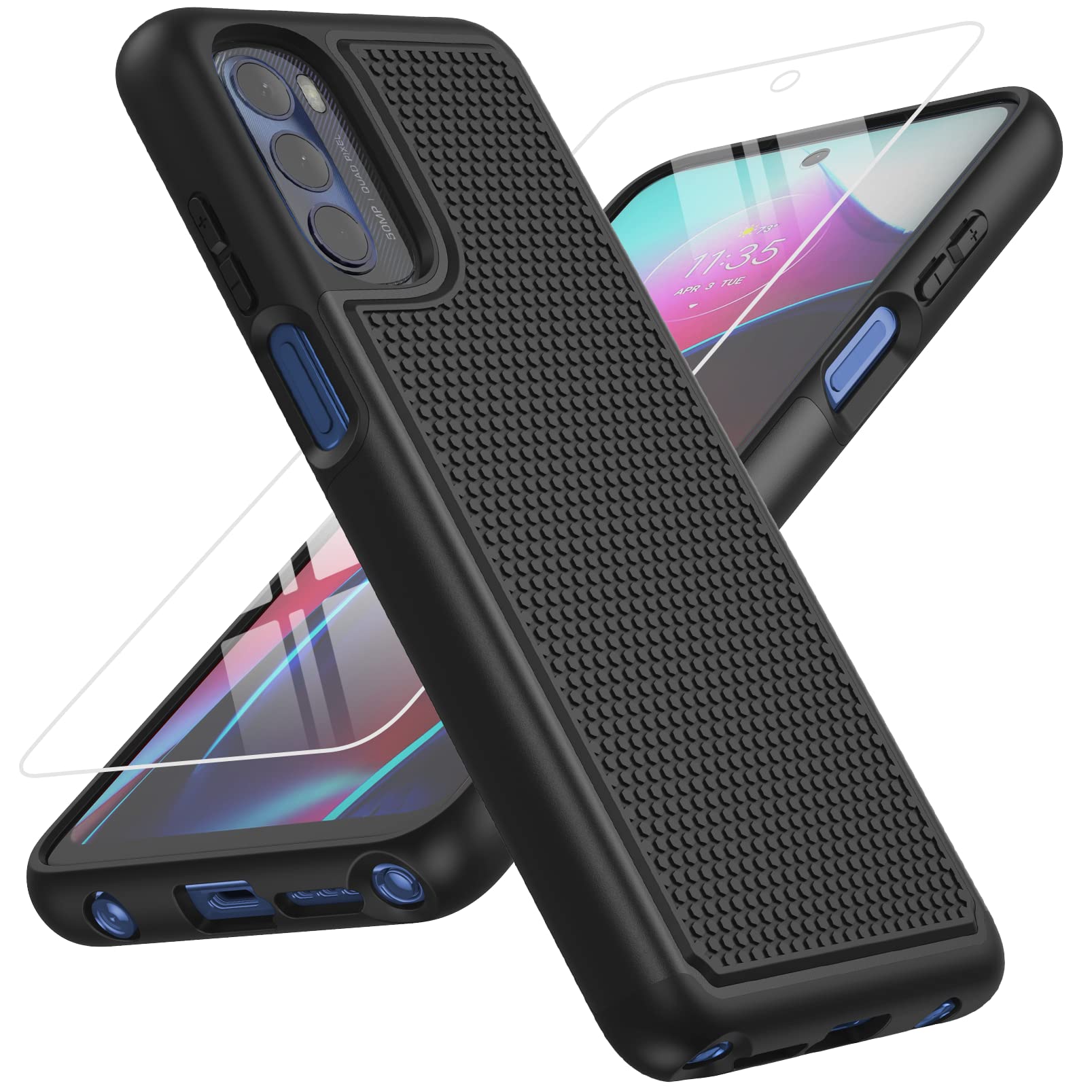 Bniut For Motorola Moto G Stylus 2022 Case: Dual Layer Protective Heavy Duty Cell Phone Cover Shockproof Rugged With Non Slip Te