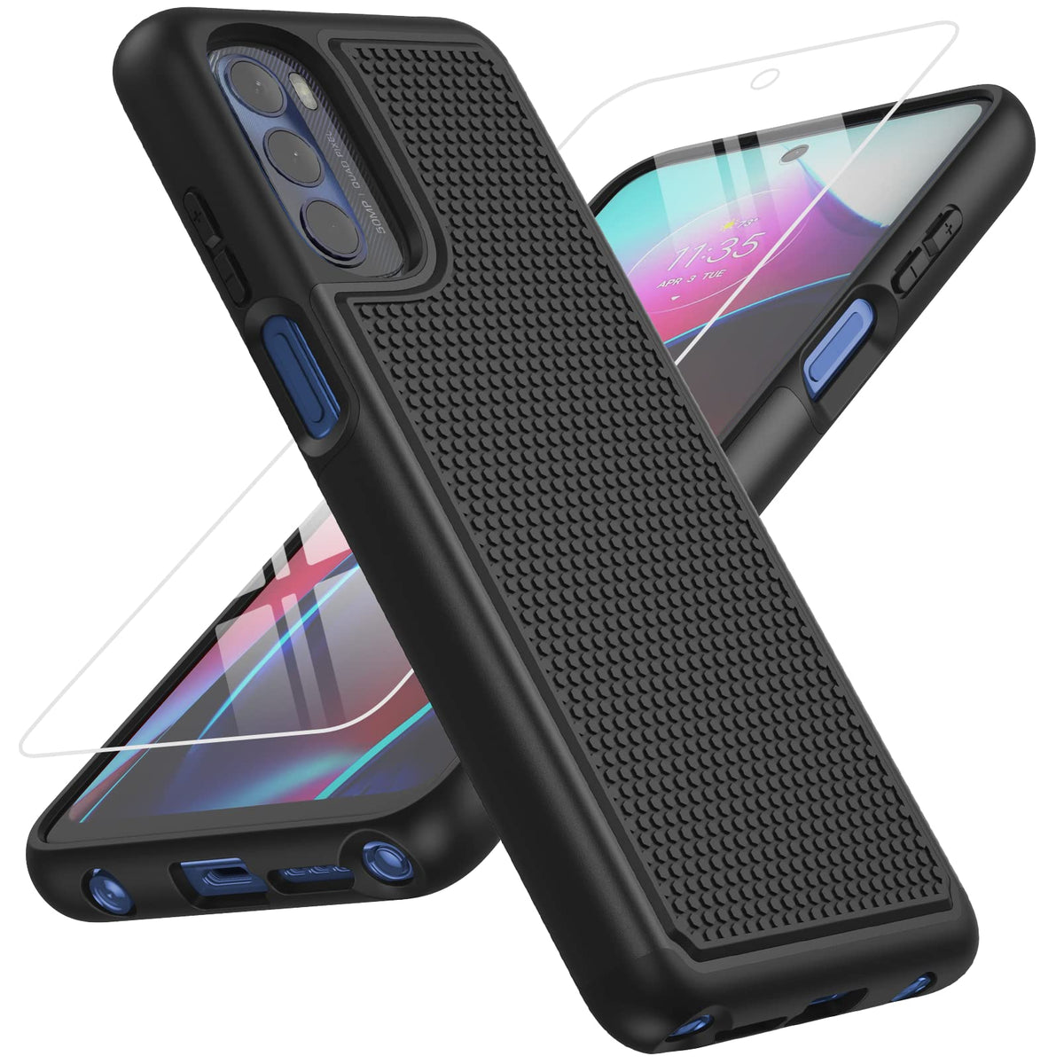 Bniut For Motorola Moto G Stylus 2022 Case: Dual Layer Protective Heavy Duty Cell Phone Cover Shockproof Rugged With Non Slip Te