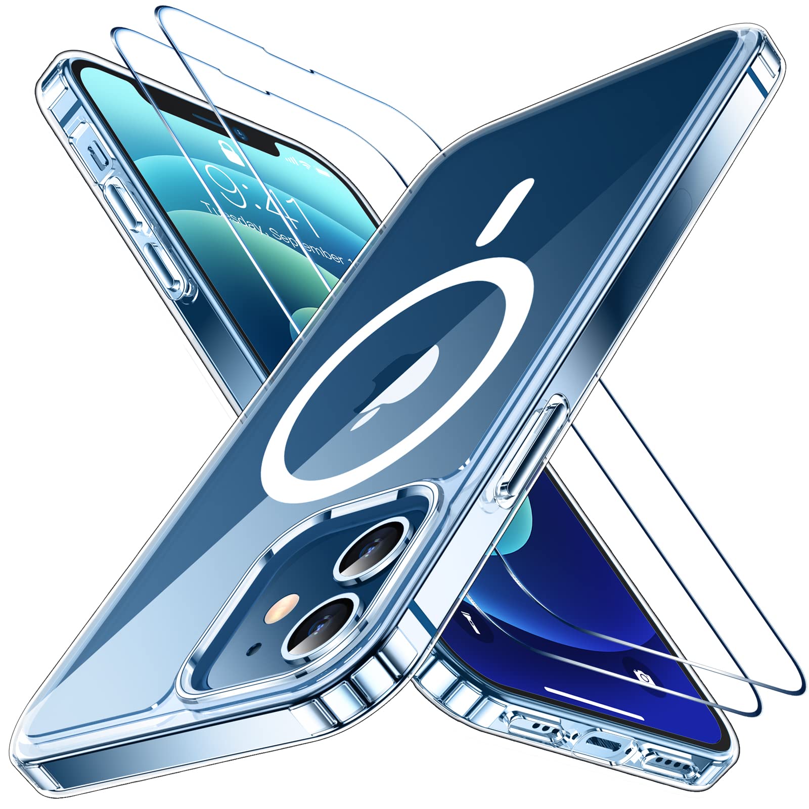 Temdan Magnetic Case For Iphone 12 Case For Iphone 12 Pro Case,[Compatible With Magsafe][2 Pcs Glass Screen Protector] [Not Yell