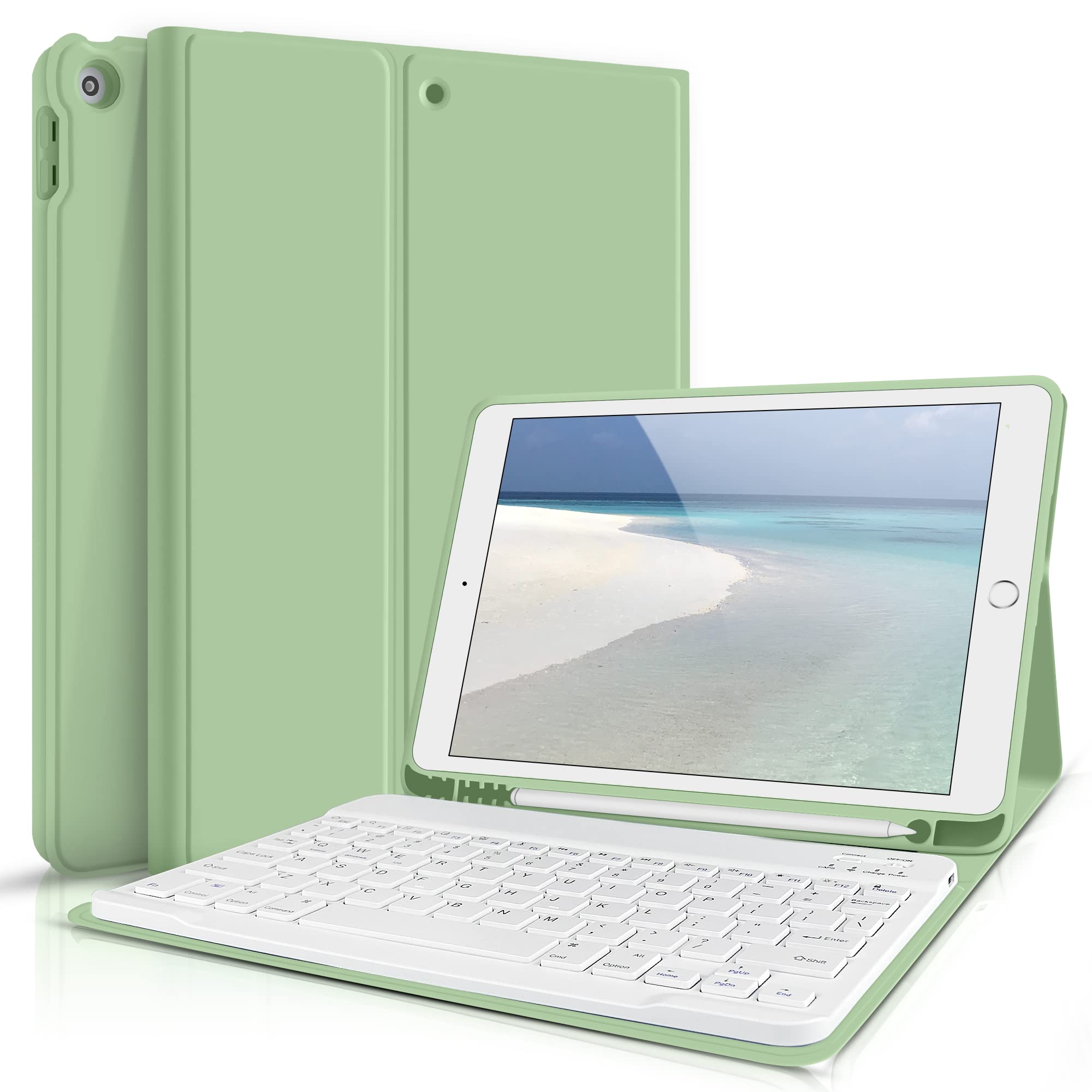 Aoub Keyboard Case For Ipad 9Th Generation 2021/8Th Gen 2020/7Th Gen 2019 10.2 Inch, Detachable Wireless Bluetooth Keyboard, Sta