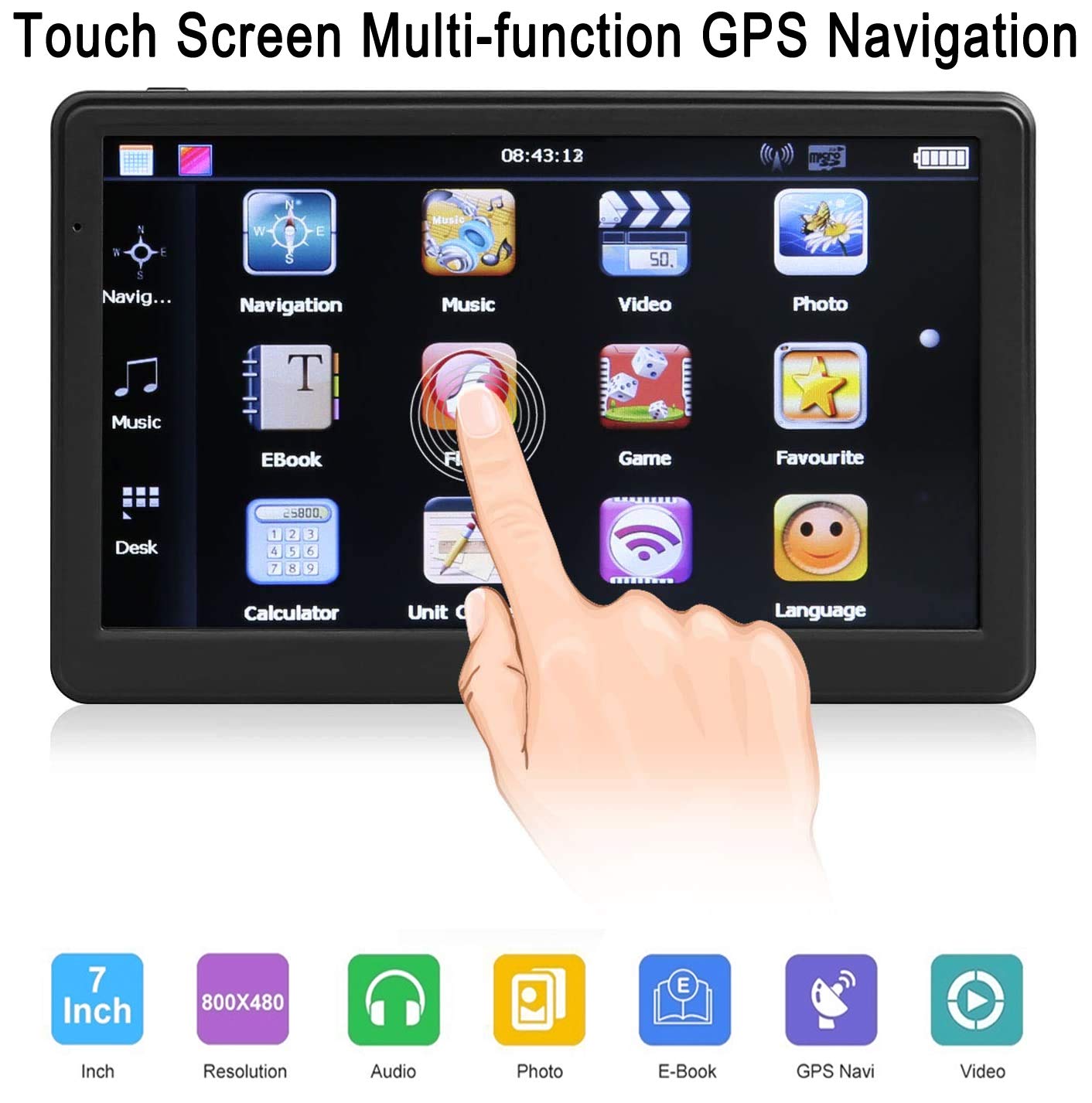 Gps Navigation For Car , Latest 2023 Map,7 Inch Touch Screen Real Voice Spoken Turn By Turn Direction Reminding Navigation Syste