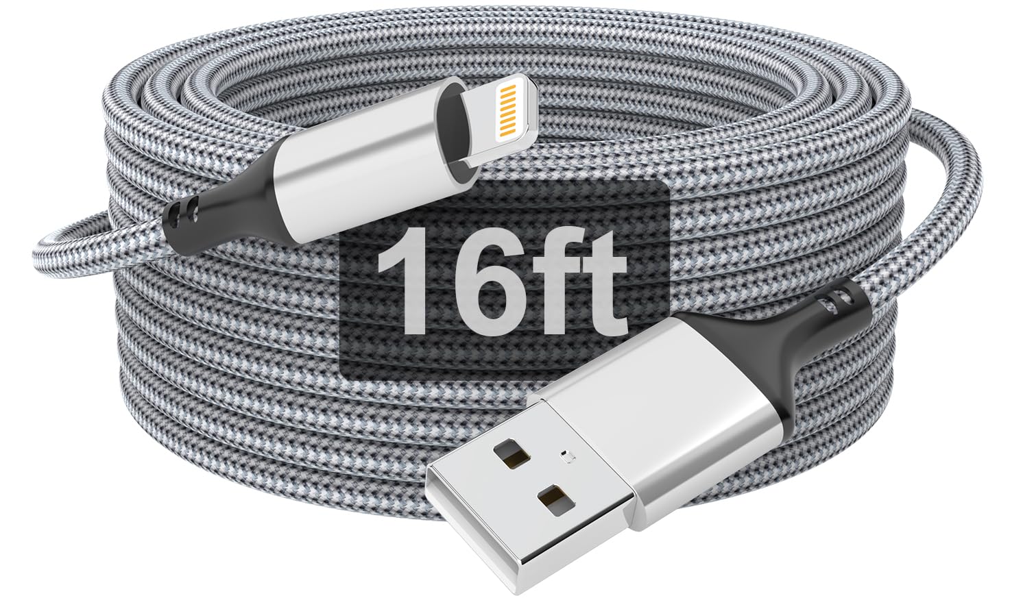16 Ft Extra Long Iphone Charger Cord [Apple Mfi Certified] Braided Iphone Charger Fast Charging Usb To Lightning Cable For Iphon