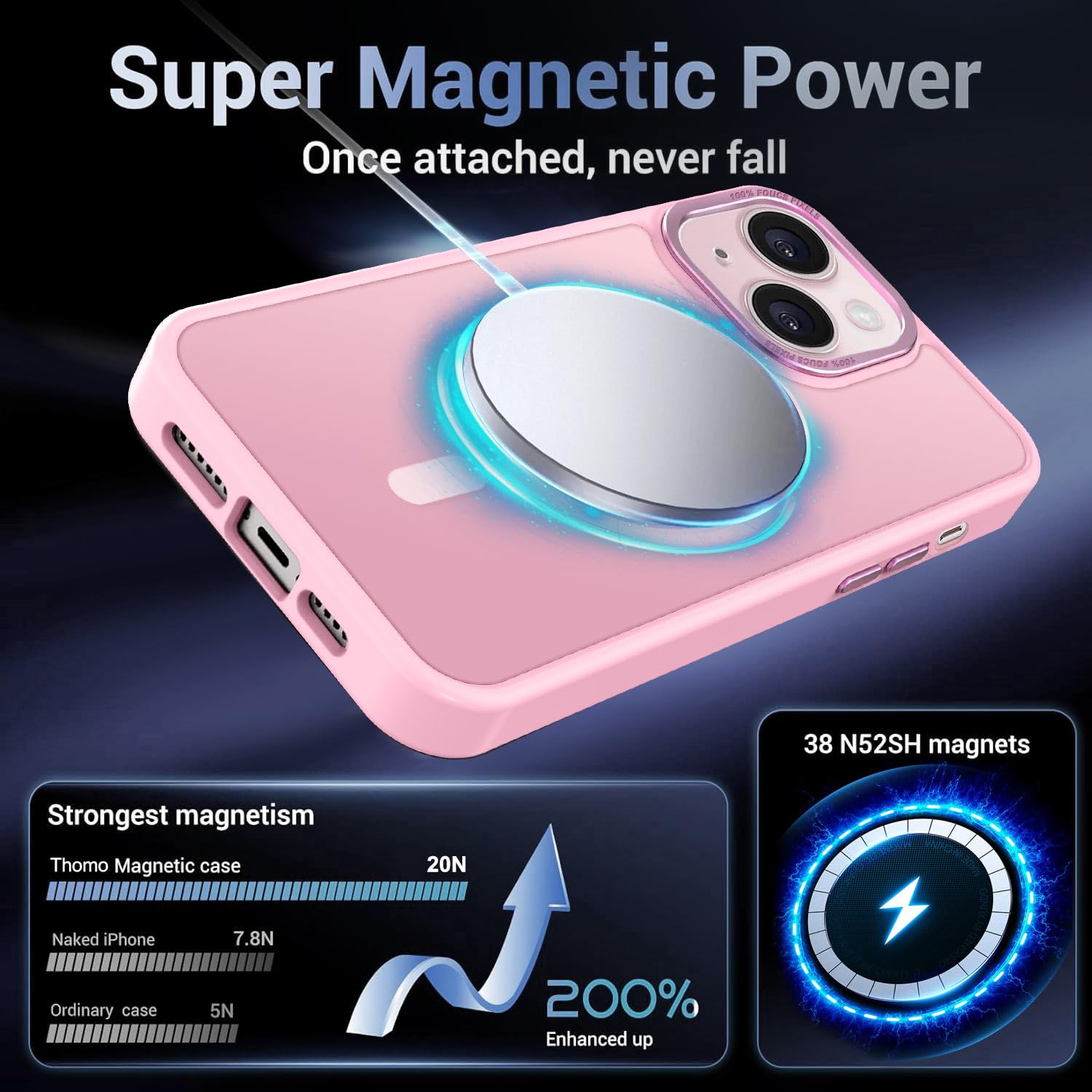 Thomo Strong Magnetic For Iphone 13 Case & Iphone 14 Case [Compatible With Magsafe] Translucent Matte Slim Shockproof Women Men