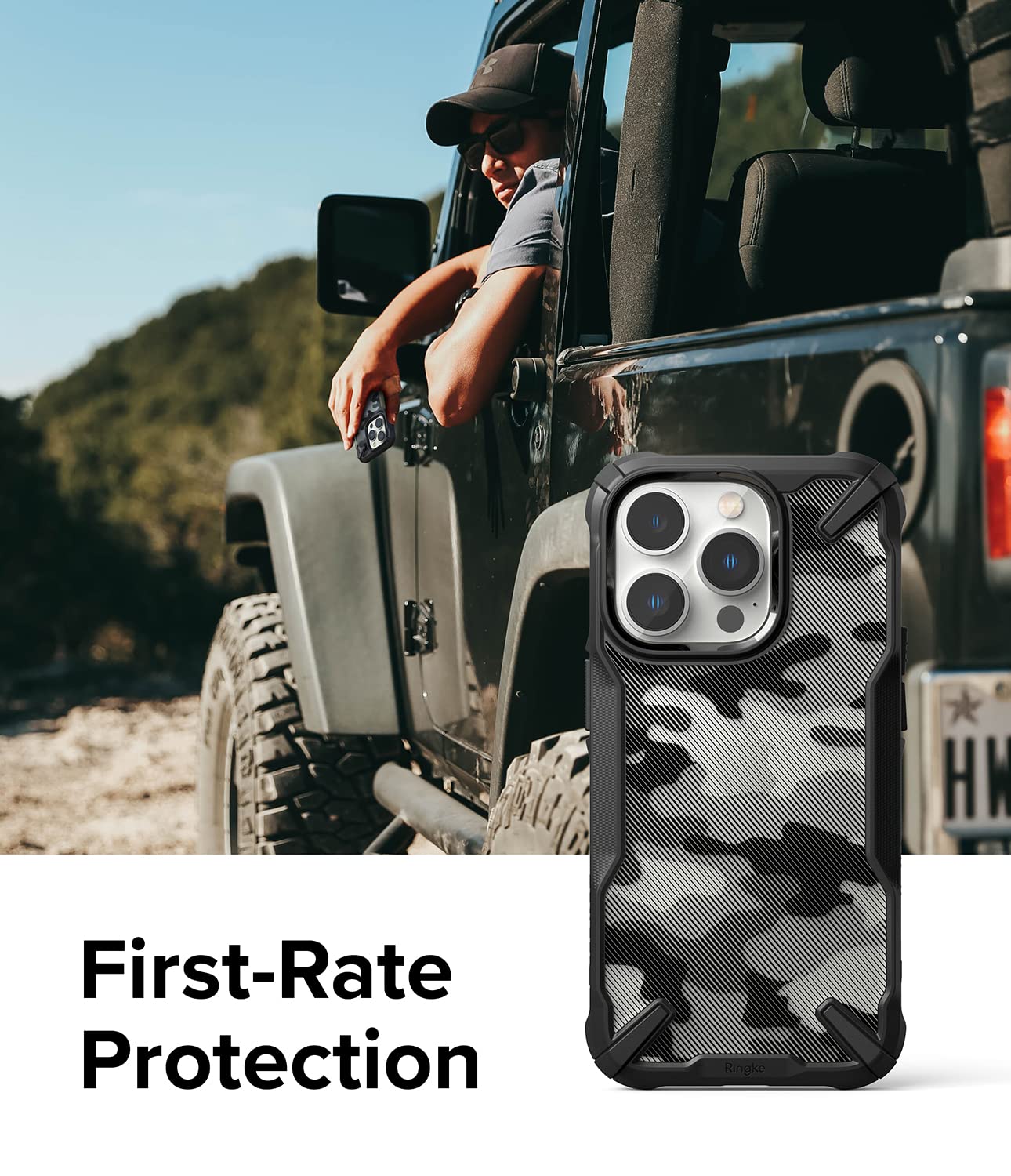 Ringke Fusion X [Military Design] Compatible With Iphone 14 Pro Max Case 6.7 Inches, Camouflage Hard Back Heavy Duty Shockproof