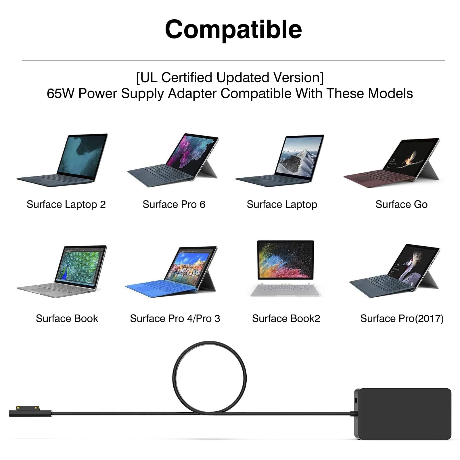 [Upgraded Version] Surface Pro Charger 65W For Surface Pro 3/4/5/6/7/8/9/X Power Supply Adapter, Compatible For Both Microsoft S