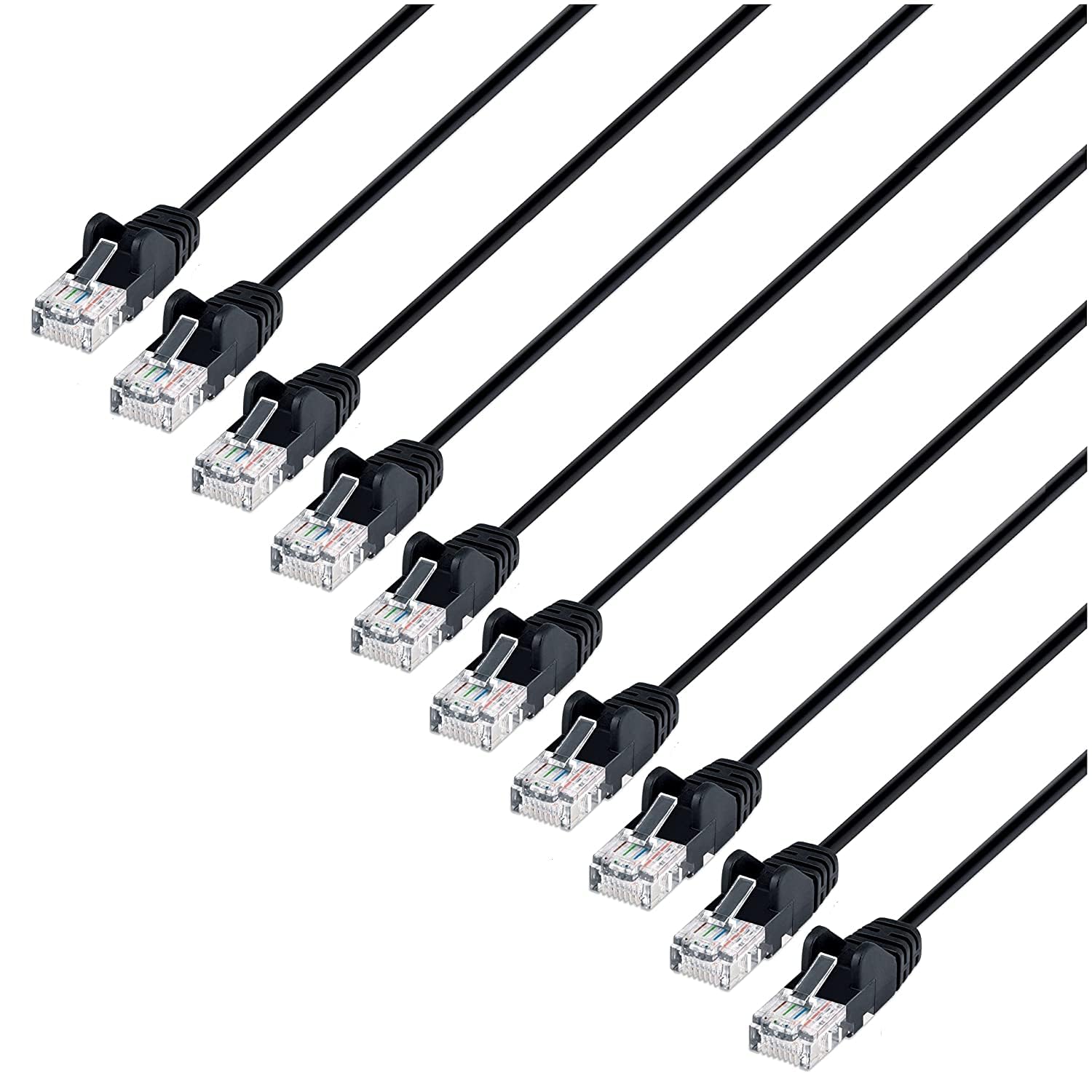 Cat6 U/Utp Slim Network Patch Cable, 1 Ft., Black, 10-Pack