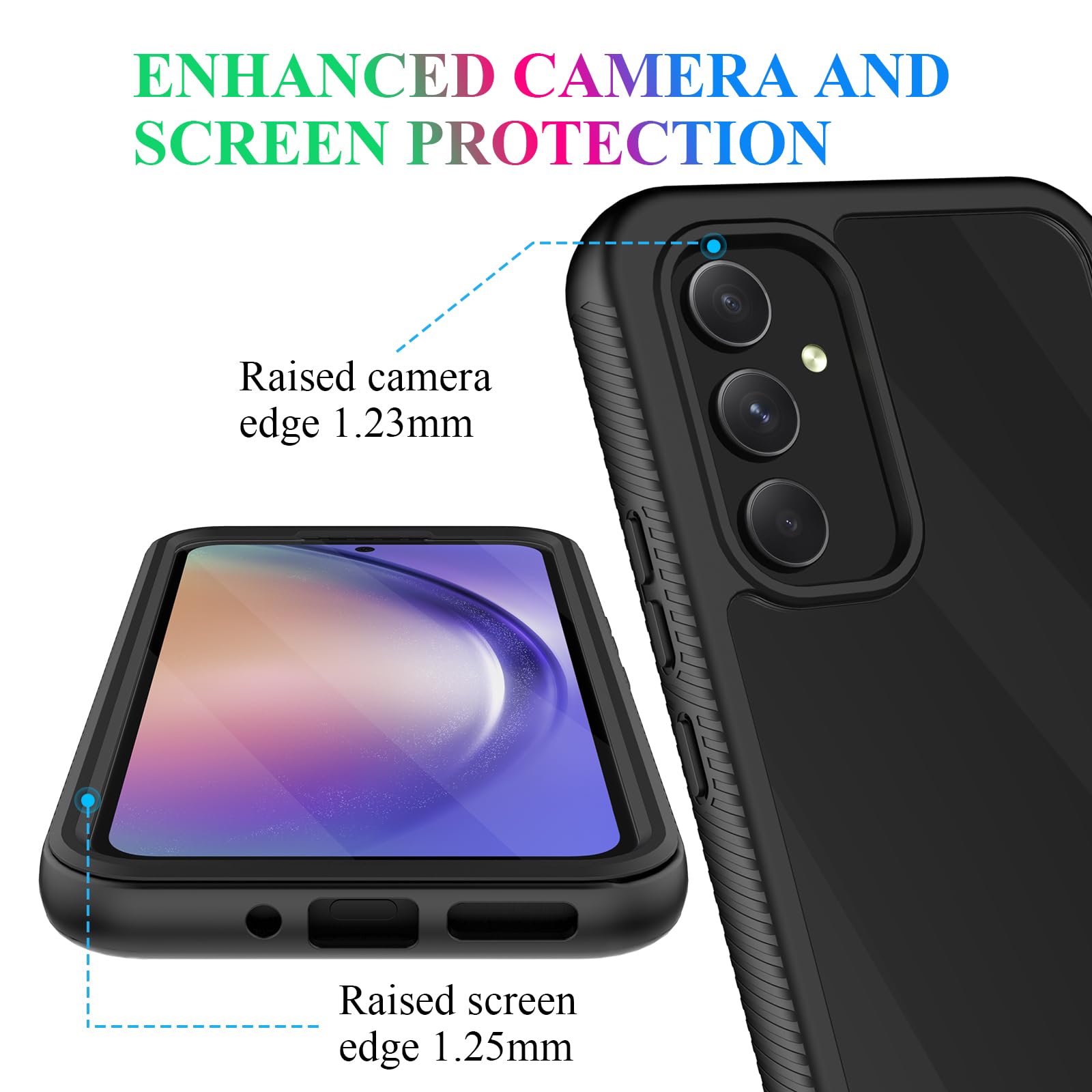 Wahhle Compatible With Samsung Galaxy A54 Case, Built In Screen Protector Full Body Shockproof Slim Fit Bumper Protective Phone