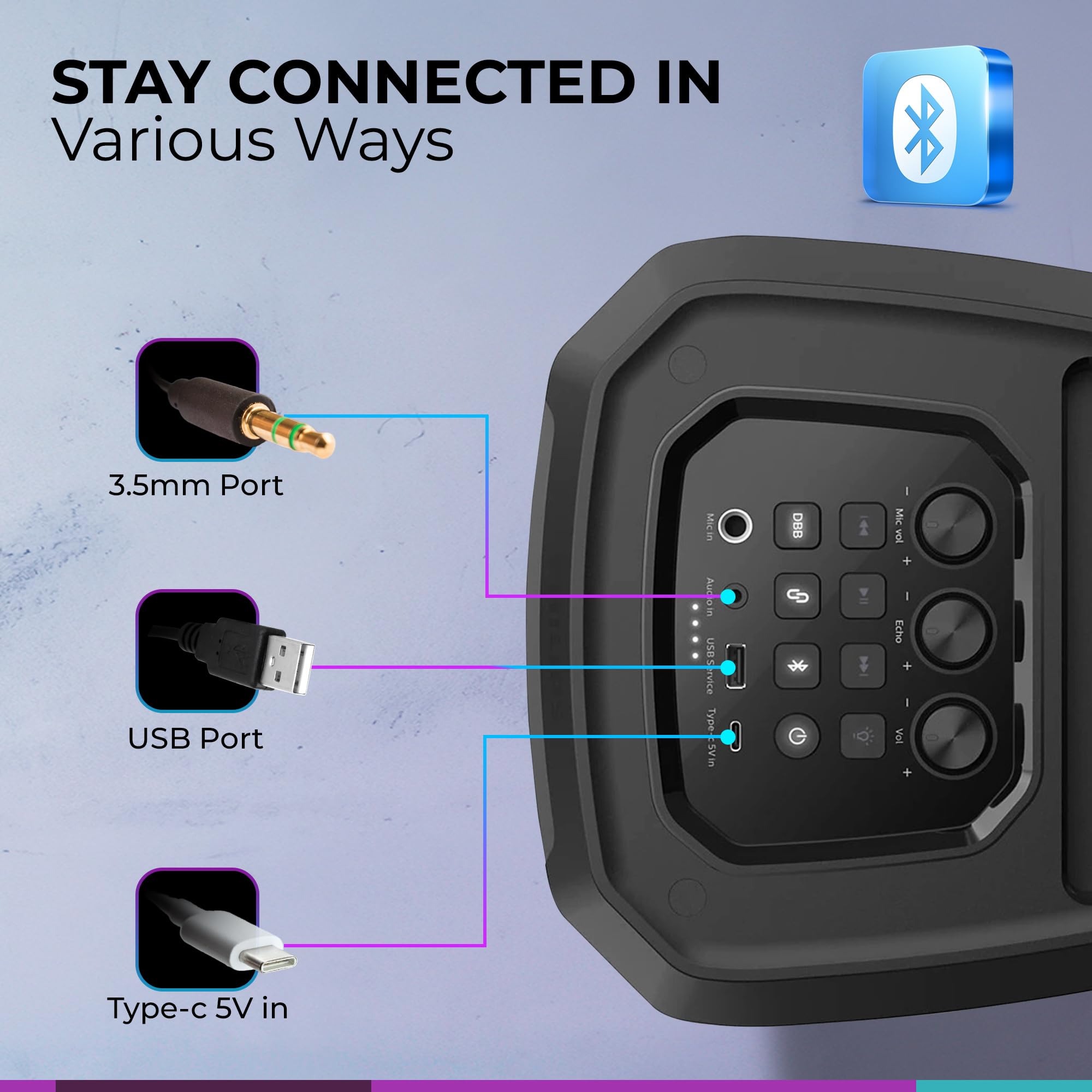 Philips Bluetooth Party Speaker, Dynamic Bass Boost, Bluetooth And Aux In, Karaoke Microphone Input, Wireless Pairing For Stereo