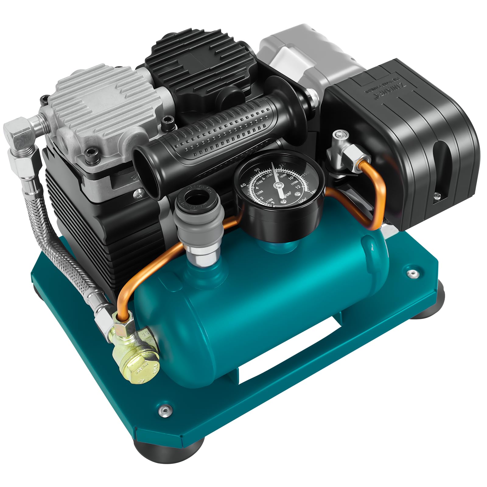 Cordless Air Compressor for Makita 18V Li-ion battery, 0.26-Gallon Capacity, Oil-Free, Ultra Quiet Portable Air Compressor, 65 d
