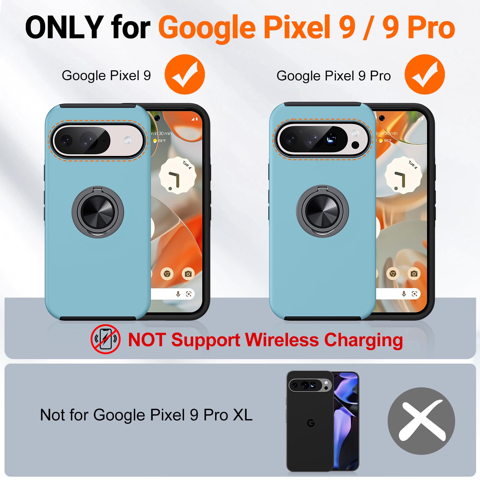 Jame For Google Pixel 9 Case/Google Pixel 9 Pro Case, Slim Fit Military Grade Shockproof Case For Pixel 9/9 Pro With Ring Holder