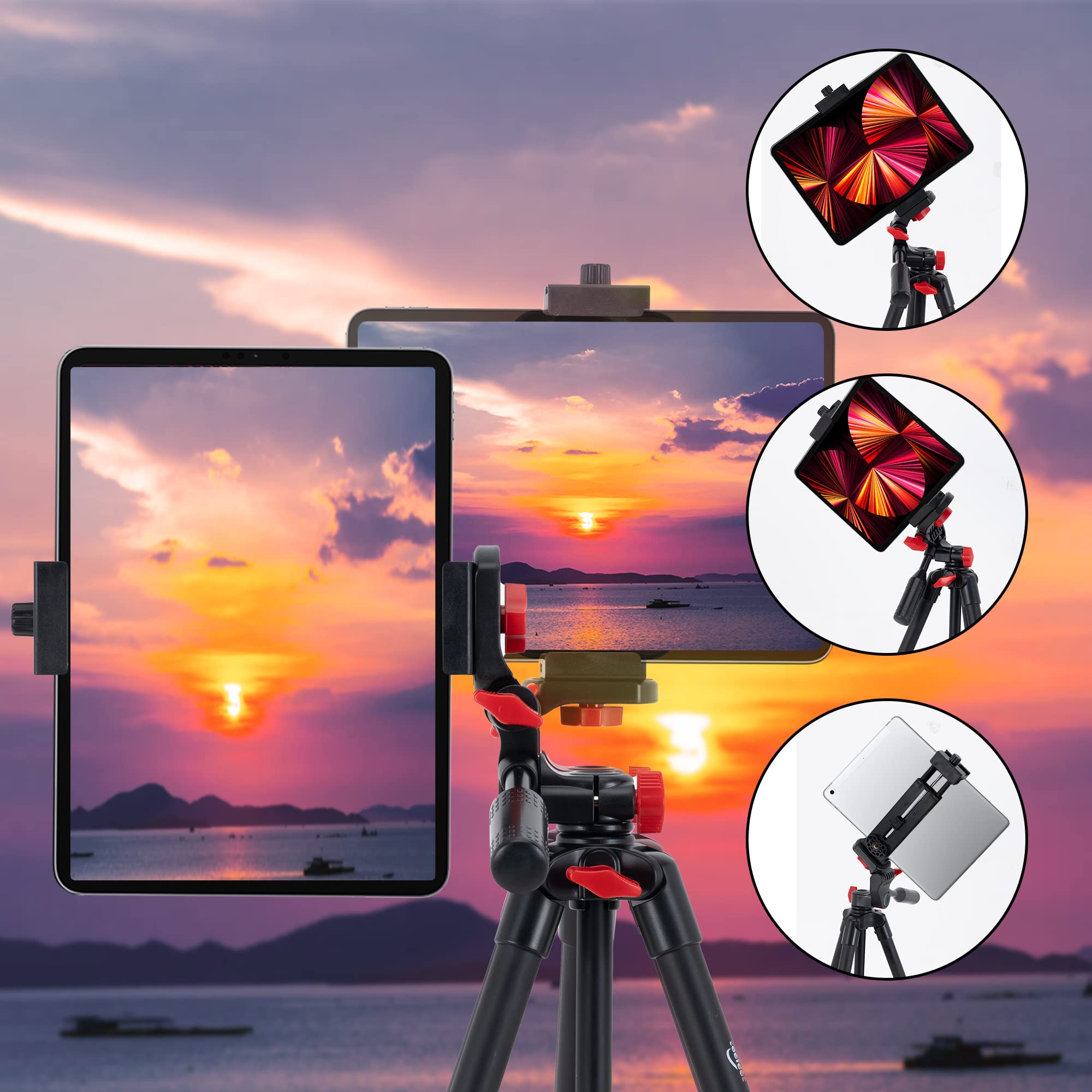 Teefeet Tablet Tripod 53 Inch Tripod For Ipad Aluminum Smartphone Tripod For Iphone Ipad Pro Camera Mobile Phone Lightweight Tra