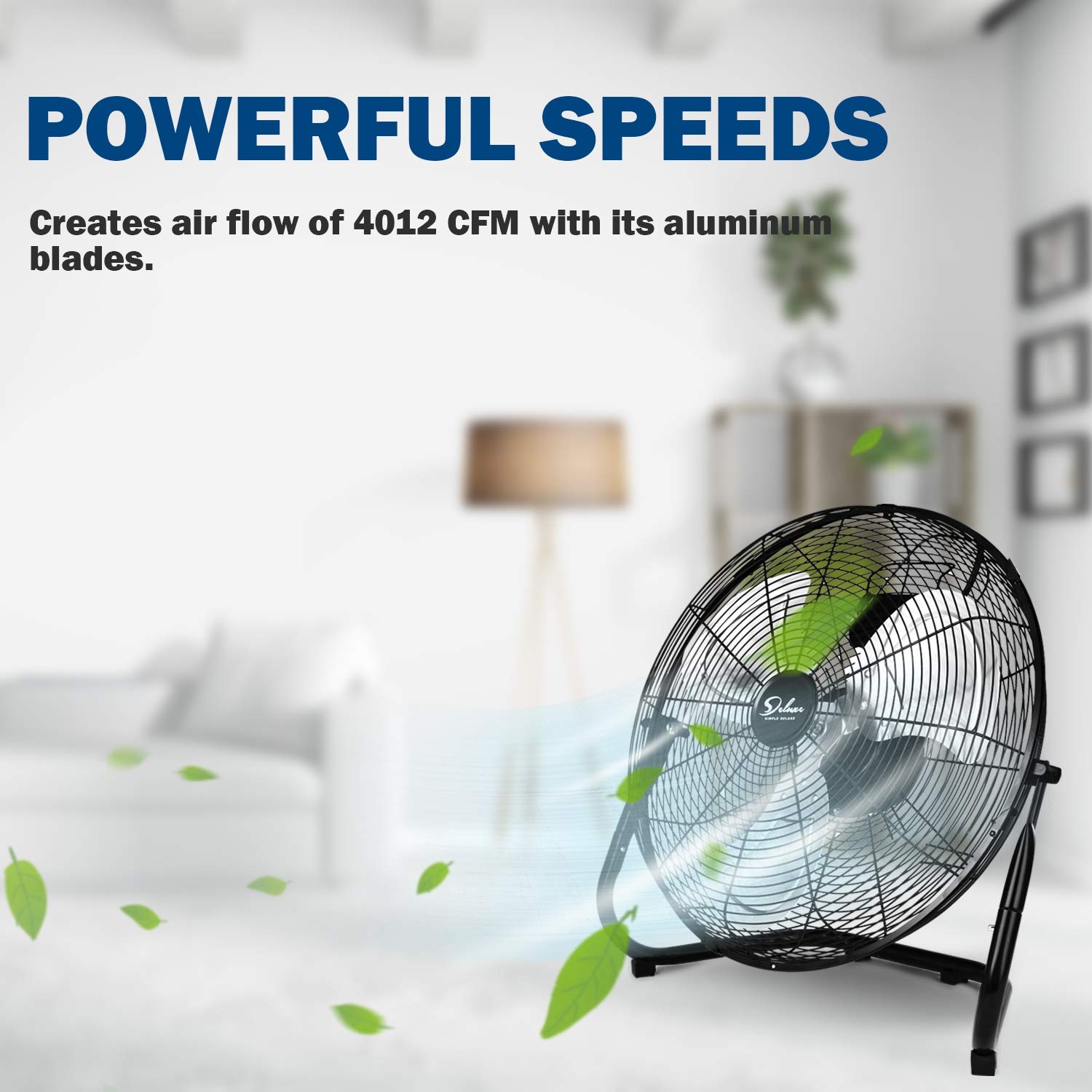 Simple Deluxe 18 Inch 3 Speed High Velocity Heavy Duty Metal Industrial Floor Fan For Warehouse, Workshop, Factory And Basement,