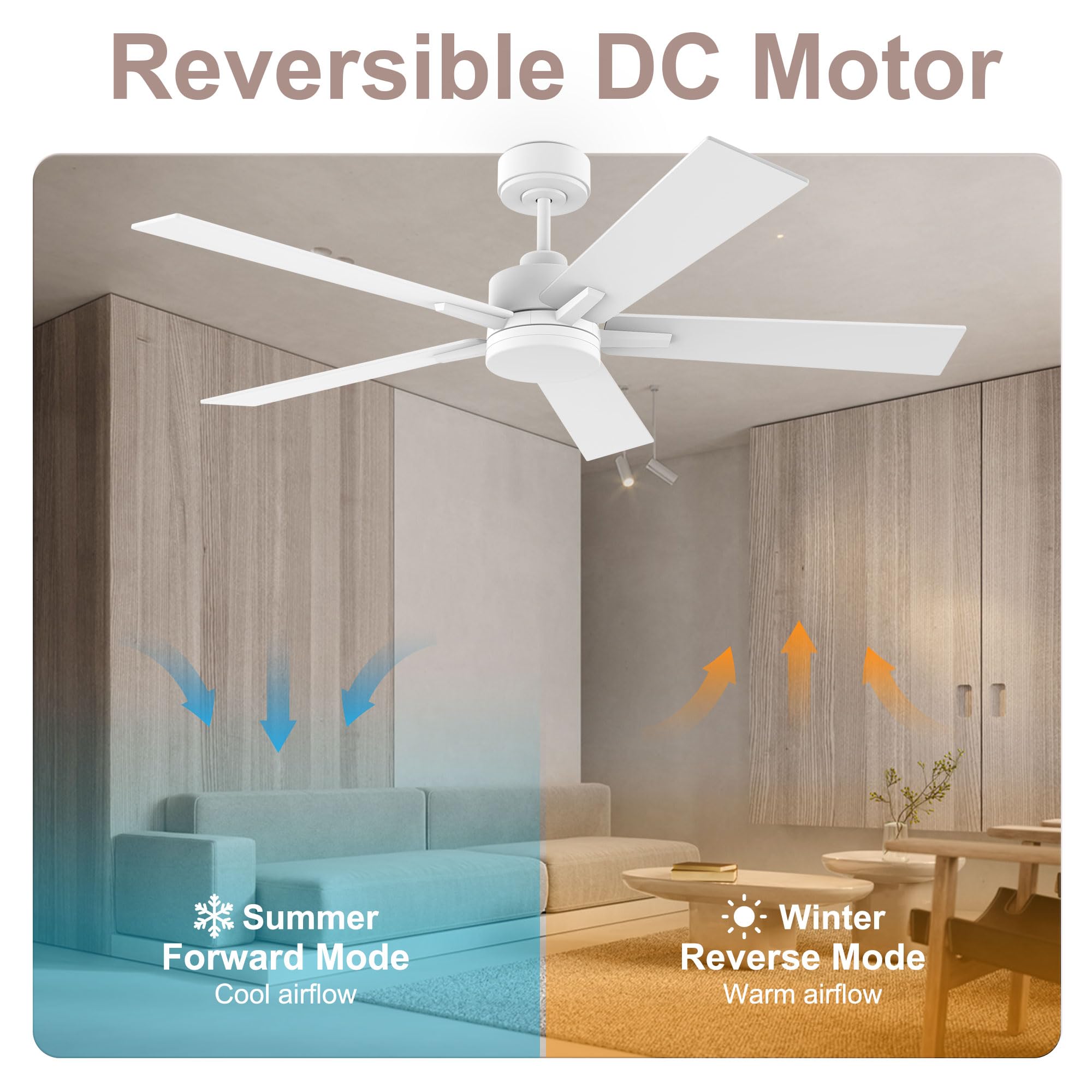 Lorpies 52    Smart Ceiling Fan With Lights Remote,Voice Control Via Alexa Google Wifi App,Ultra Quiet Dc Motor,Outdoor Indoor M