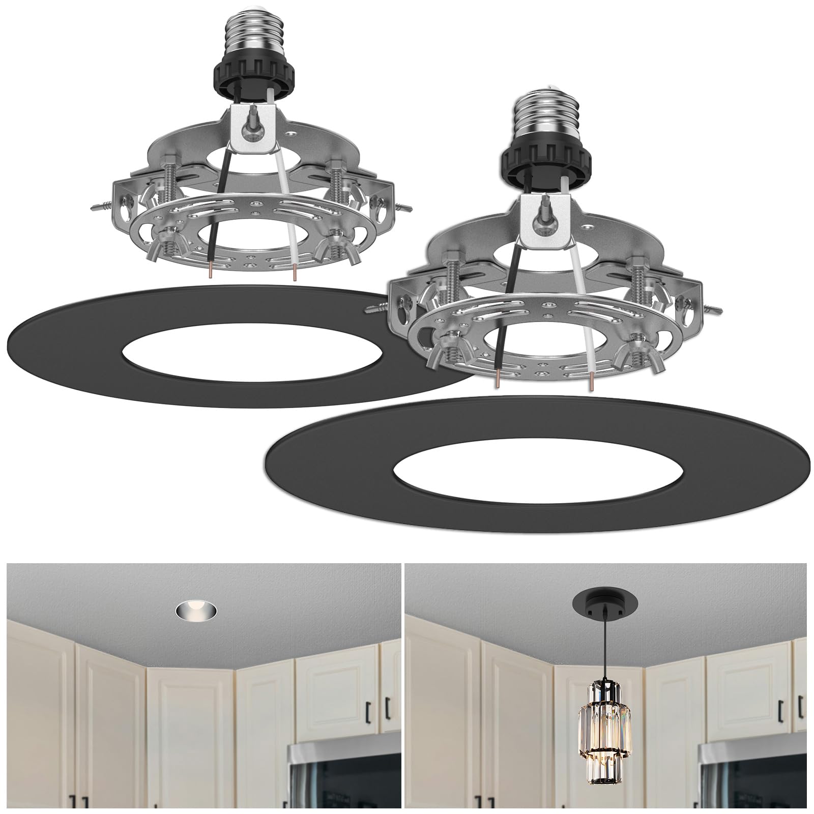 Yiizon R5 And 6 Recessed Can Light Conversion Kit, Ceiling Light Fixture Upgrade, Pendant & Hanging, 7 Inch Flat Steel Ceiling M