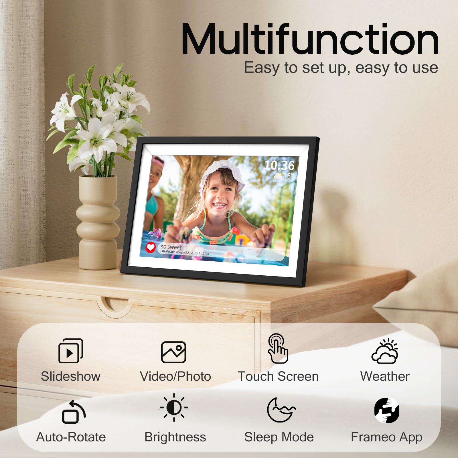 Frameo Digital Frame Wifi,2 Pack Digital Picture Frame 10.1 Inch,64Gb Large Storage,1280 X 800 Hd Ips Touch Screen, Electronic P