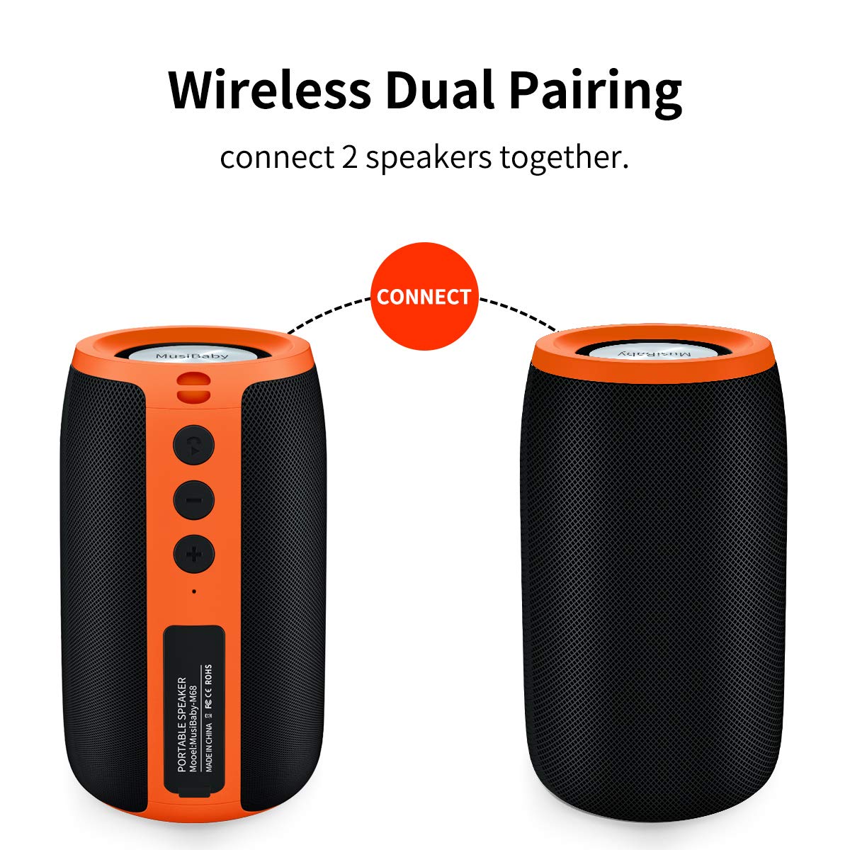 Bluetooth Speaker,Musibaby Speakers Bluetooth Wireless Loud,Waterproof,Portable Speaker With Stereo,Booming Bass,Dual Pairing,Bl
