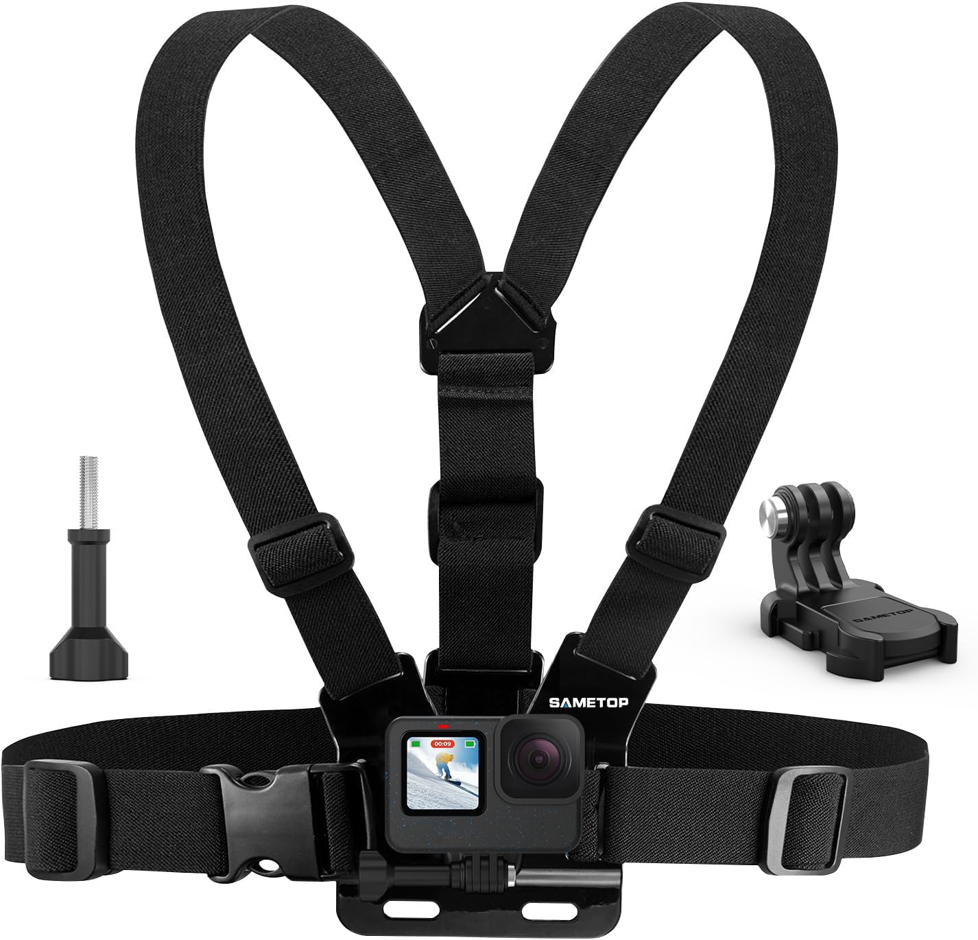 Sametop Chest Mount Strap Harness Chesty Body Mount Compatible With Gopro Hero 13, 12, 11, 10, 9, 8, 7, 6, 5, 4, Session, 3+, 3, 2, 1, Max, Hero (2018), Akaso, Dji Osmo Action Cameras