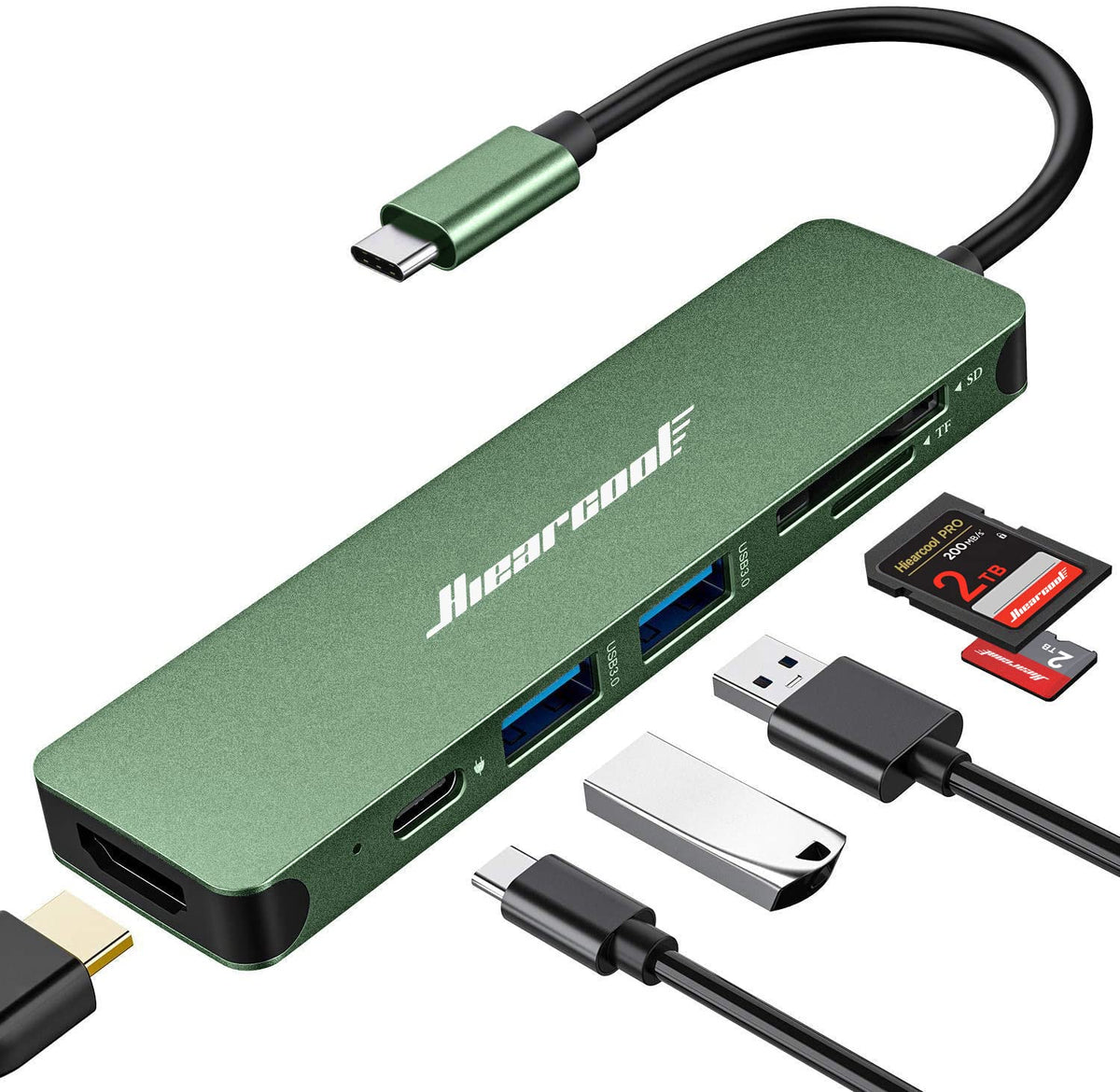 Hiearcool Usb C Hub, Usb C Adapter, 7 In 1 Usb C Dongle Usb C To Hdmi Multi Port Adapter Compatible For Thunderbolt 3 4 Macbook