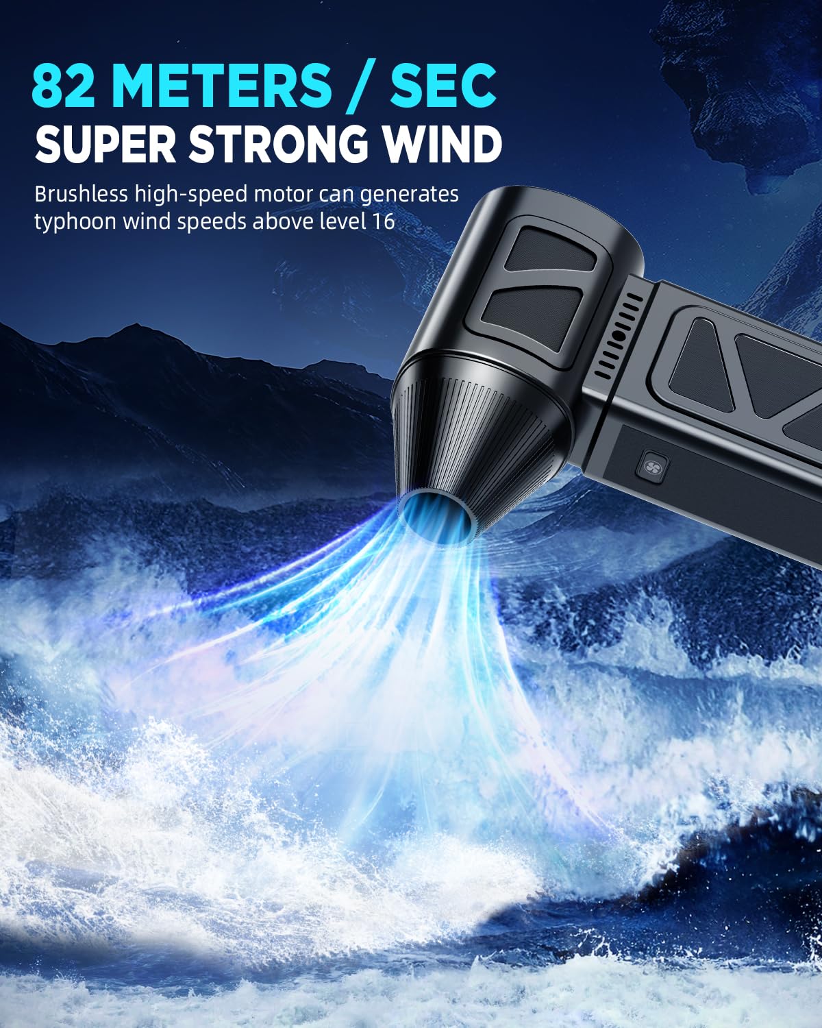 Hingso Compressed Air Duster, 360000Rpm Powerful Electric Air Duster With Brushless Motor, 5 Gear Rechargeable Cordless Air Blow