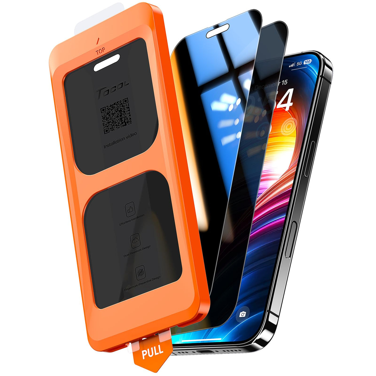 Tocol For Iphone 16 Privacy Screen Protector [True 25Anti Spy], [9H+ Hardness] Tempered Glass For Iphone 16 Full Coverage Screen